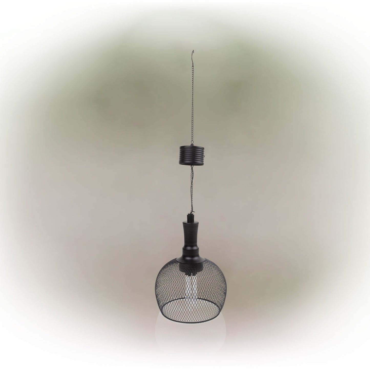 Alpine Corporation 10 Tall Hanging Solar Powered Outdoor Mesh Lantern with LED Lights, Black
