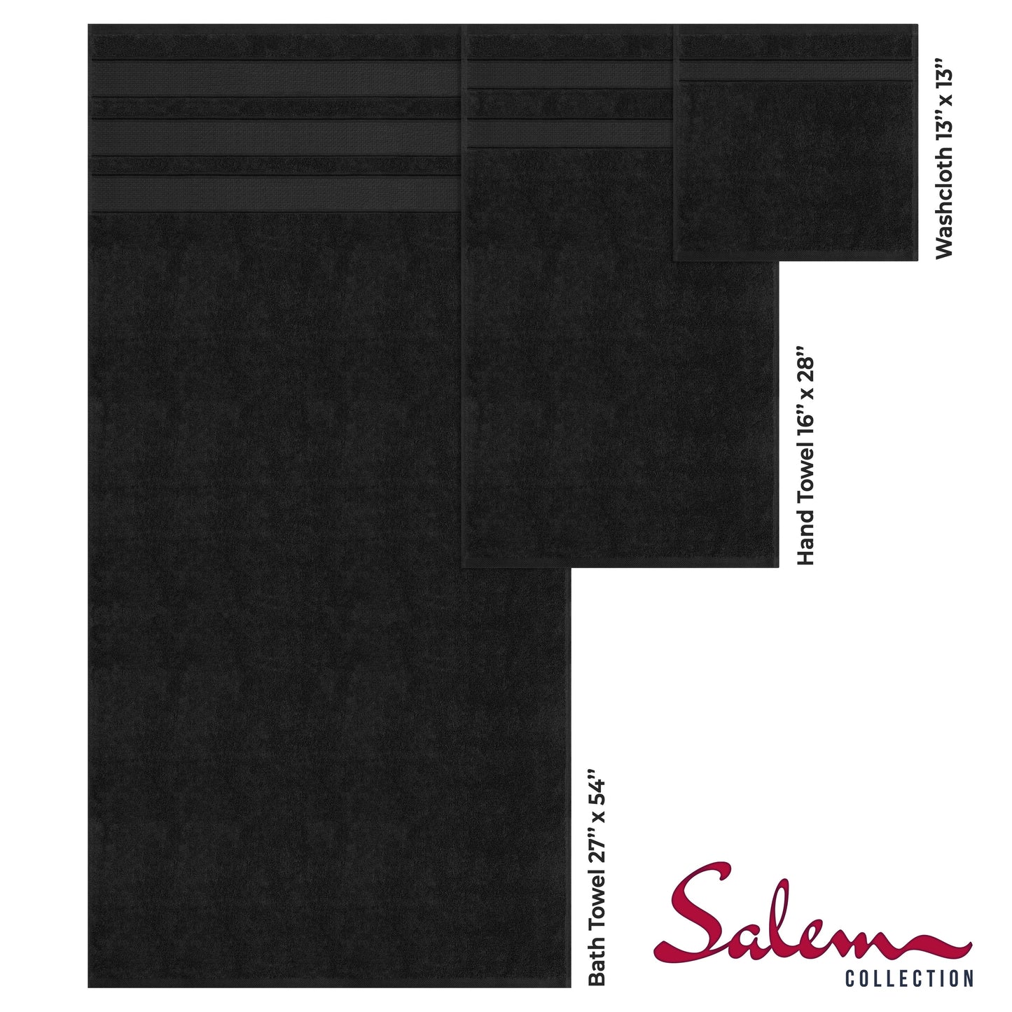 American Soft Linen Salem Bath Towel Set, 6 Piece Towels for Bathroom Large 100% Cotton 2 Bath Towels 2 Hand Towels 2 Washcloths