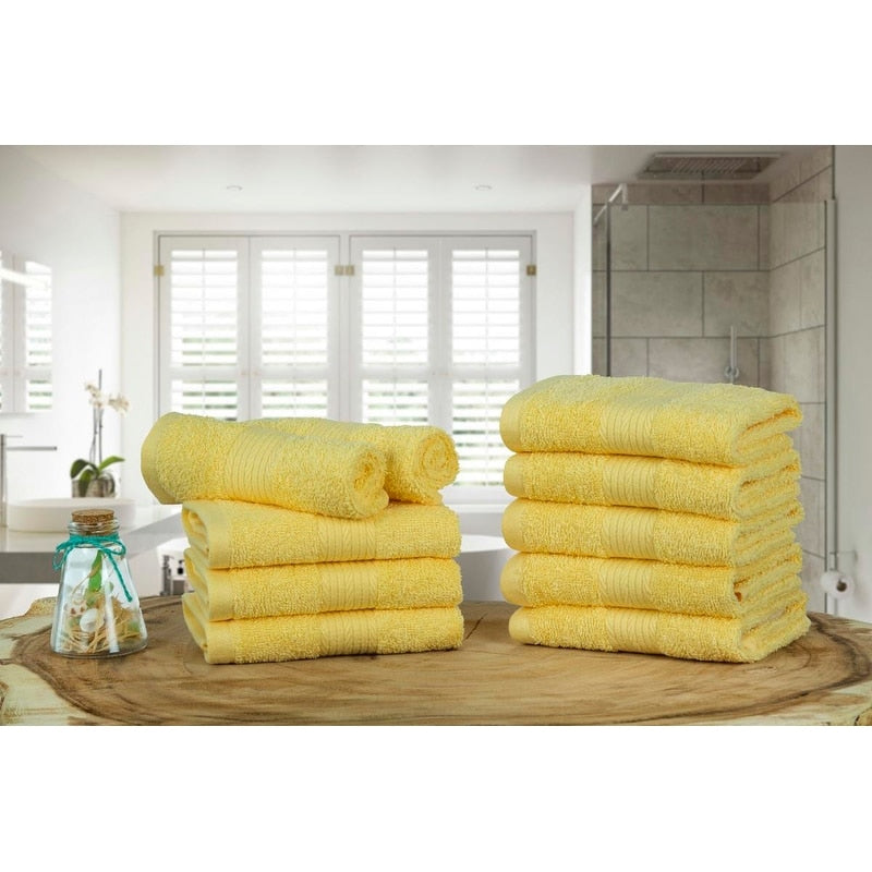 Luxurious Cotton 600GSM Soft Wash Cloths 12X12 Inch by Ample Decor - 10 Pcs