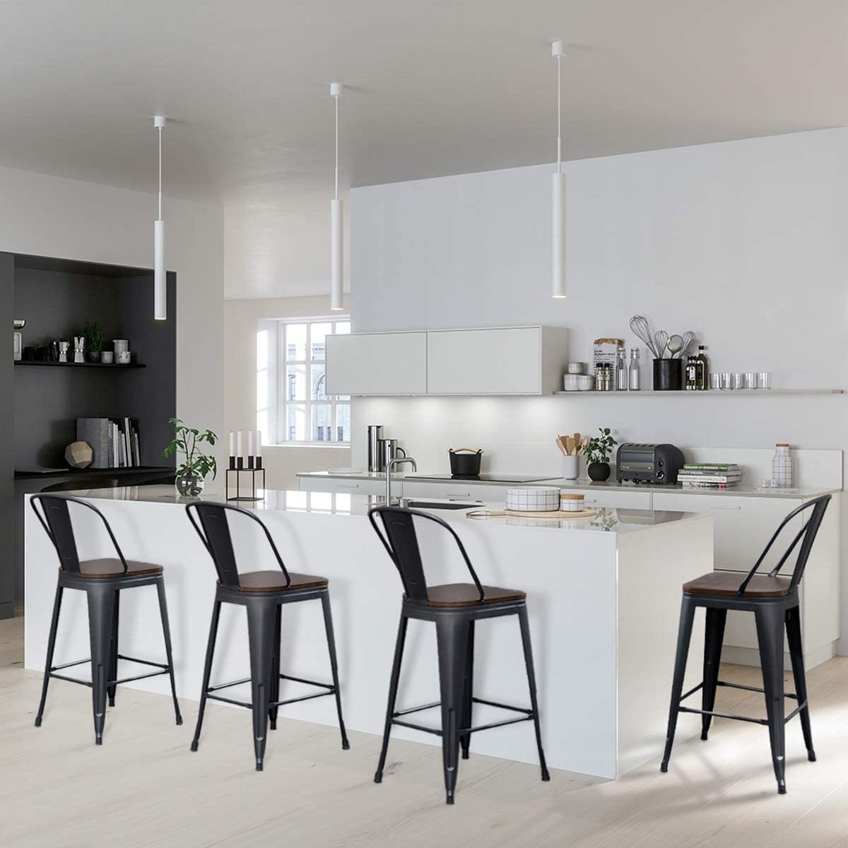 Andeworld farmhouse bar stools ,counter height bar stools set of 4 - Set of 4