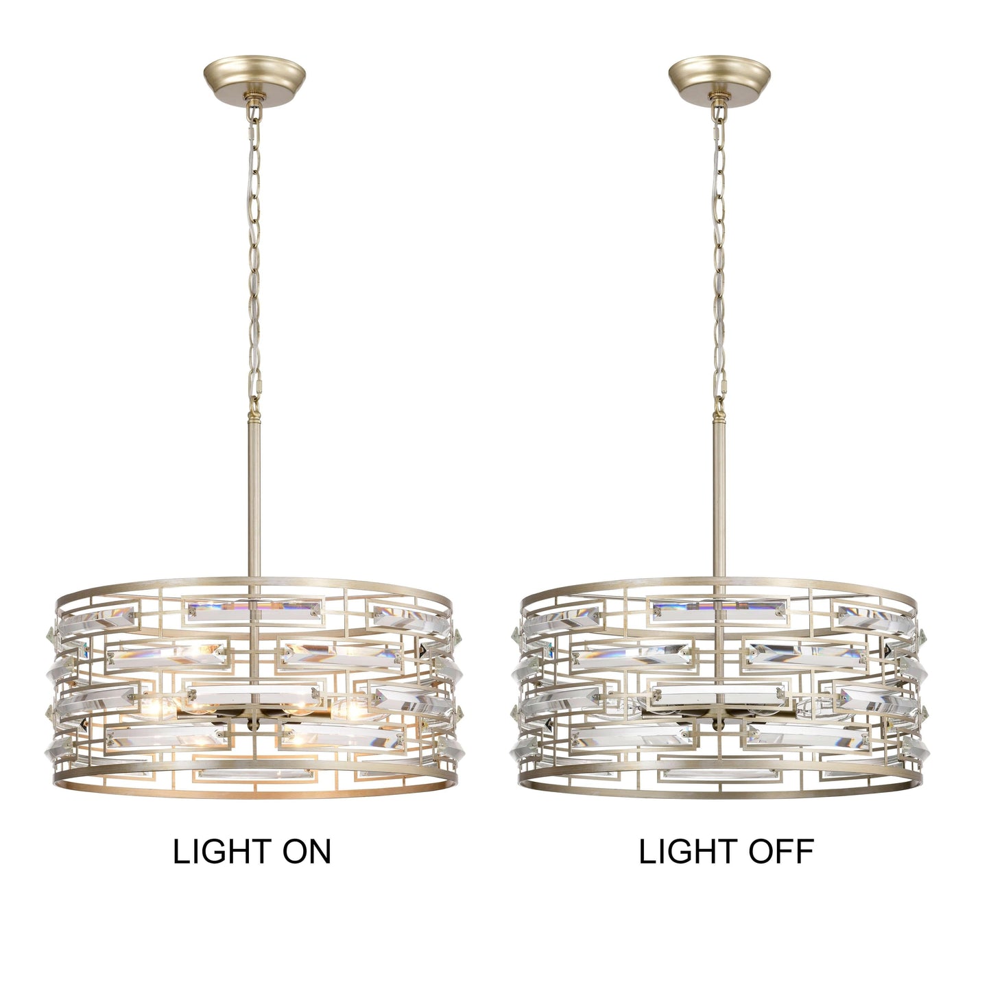 Anita Drum Shade Chandelier with Clear Glass Prism