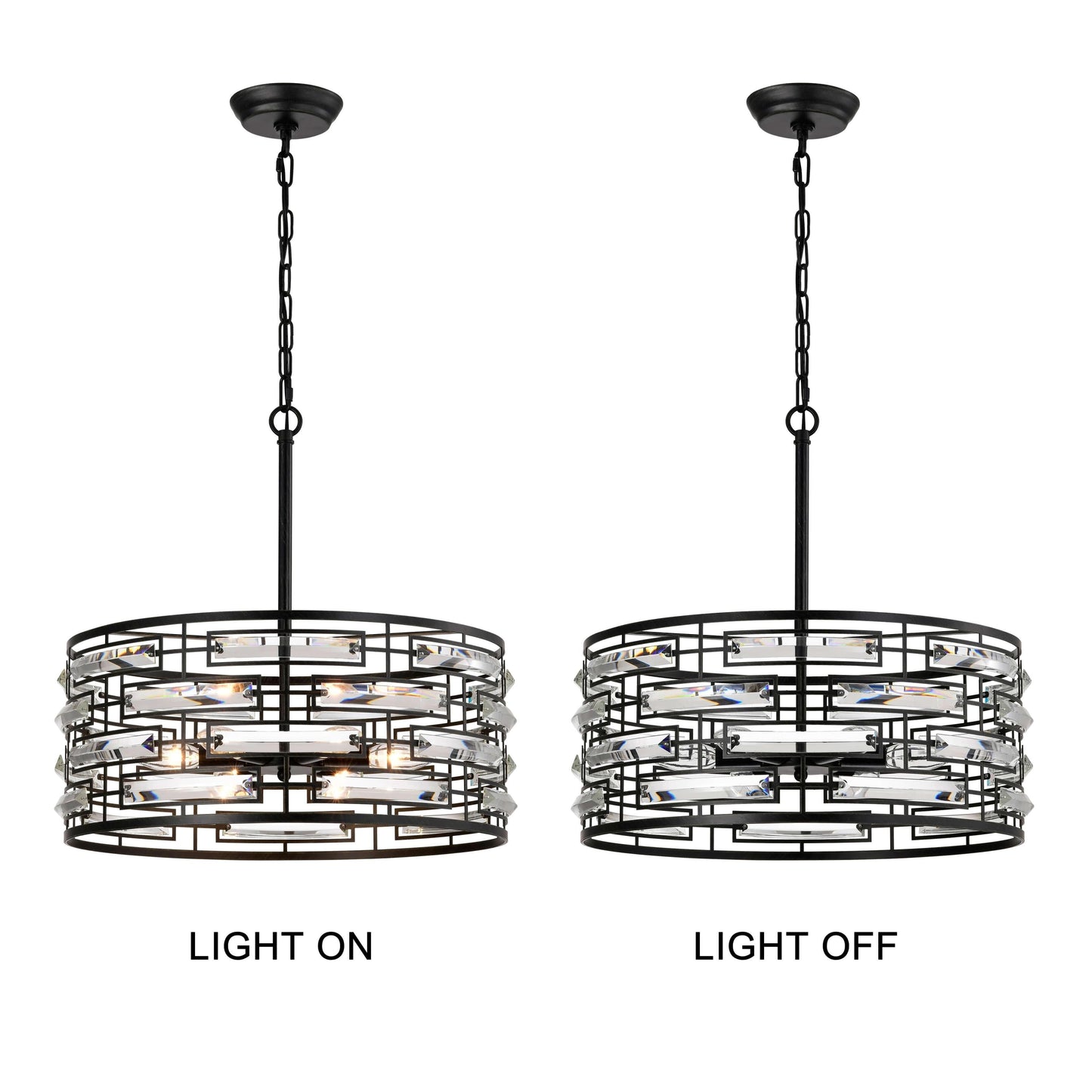 Anita Drum Shade Chandelier with Clear Glass Prism