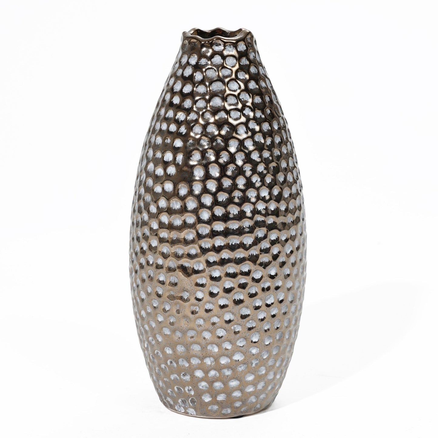 Antique Gold Dimpled Tall Terracotta Vase (Single)
