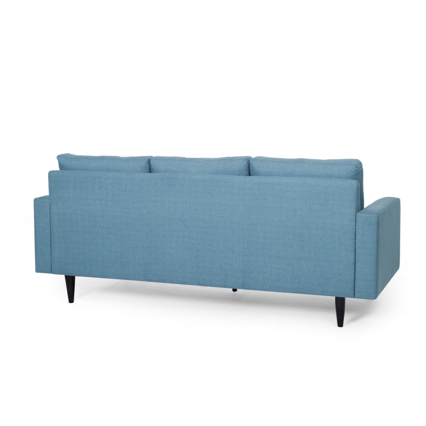 Canapé Apex, 3 places, 83 pouces, capitonné, tissu bleu clair, noir