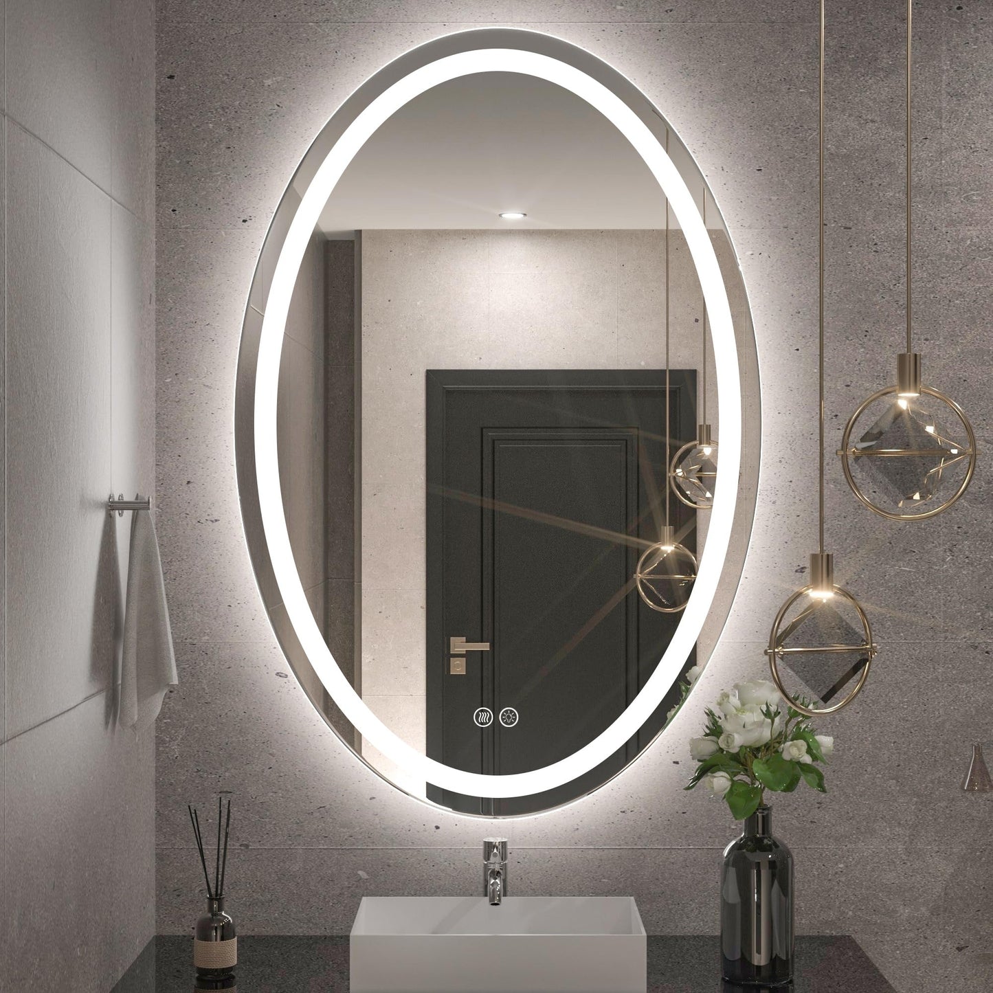 Oval LED Lighted Anti-Fog Wall Bathroom Vanity Mirror