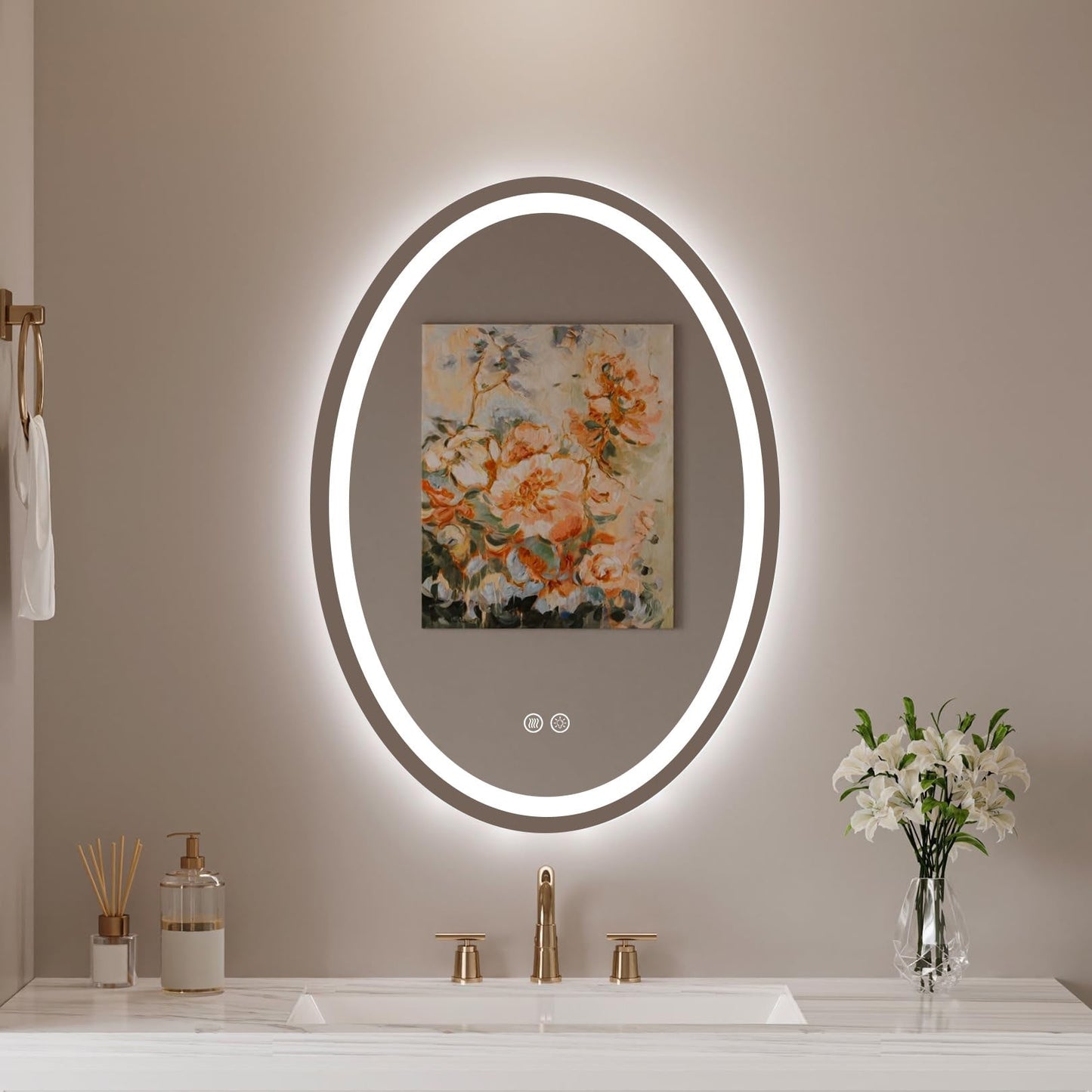 Oval LED Lighted Anti-Fog Wall Bathroom Vanity Mirror