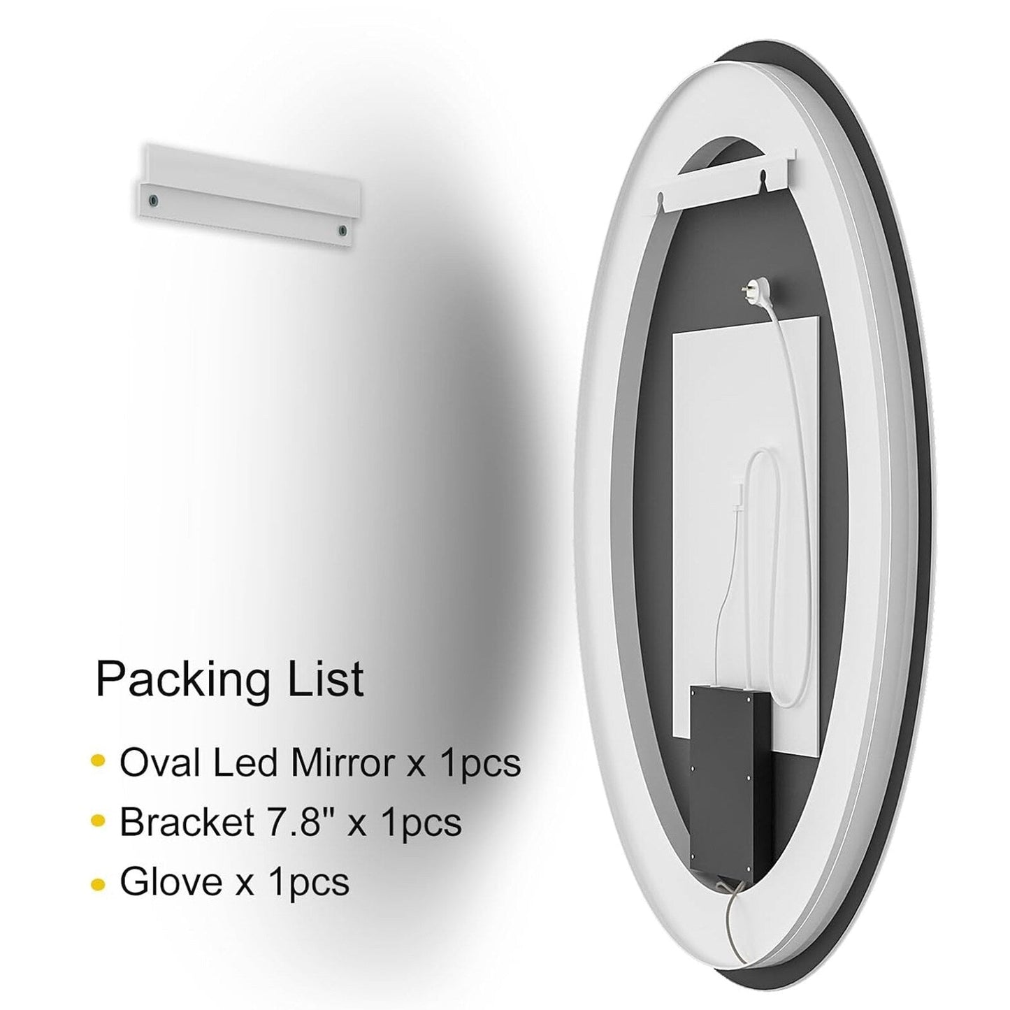 Oval LED Lighted Anti-Fog Wall Bathroom Vanity Mirror