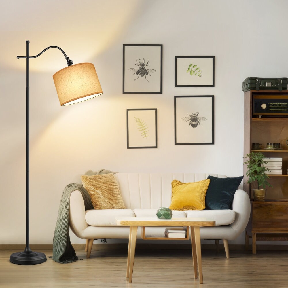 Arc Floor Lamp with Remote, 67 Retro Standing Lamp with 4 Color Temperatures, Metal Tall Lamps for Living Room Bedroom - N/A