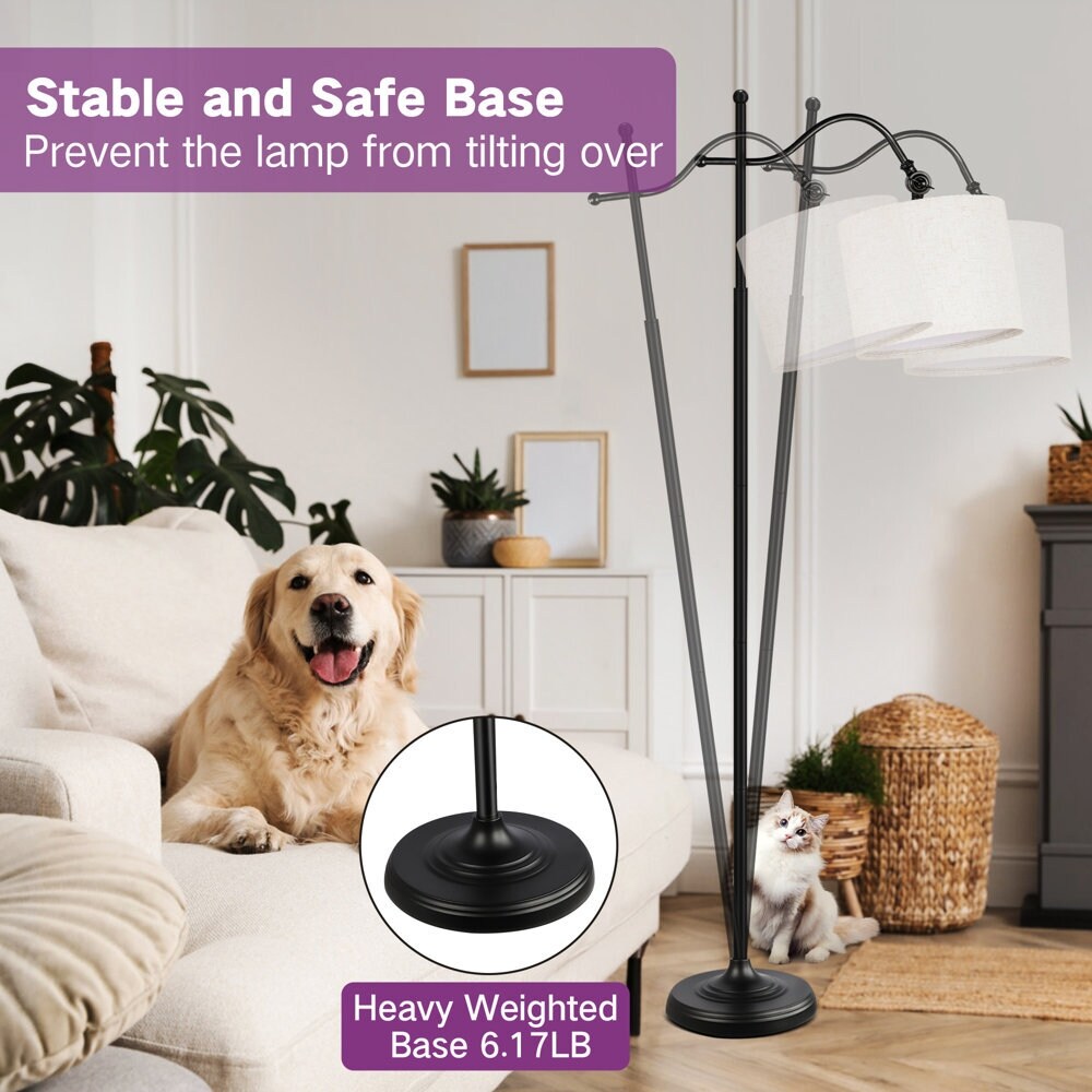 Arc Floor Lamp with Remote, 67 Retro Standing Lamp with 4 Color Temperatures, Metal Tall Lamps for Living Room Bedroom - N/A