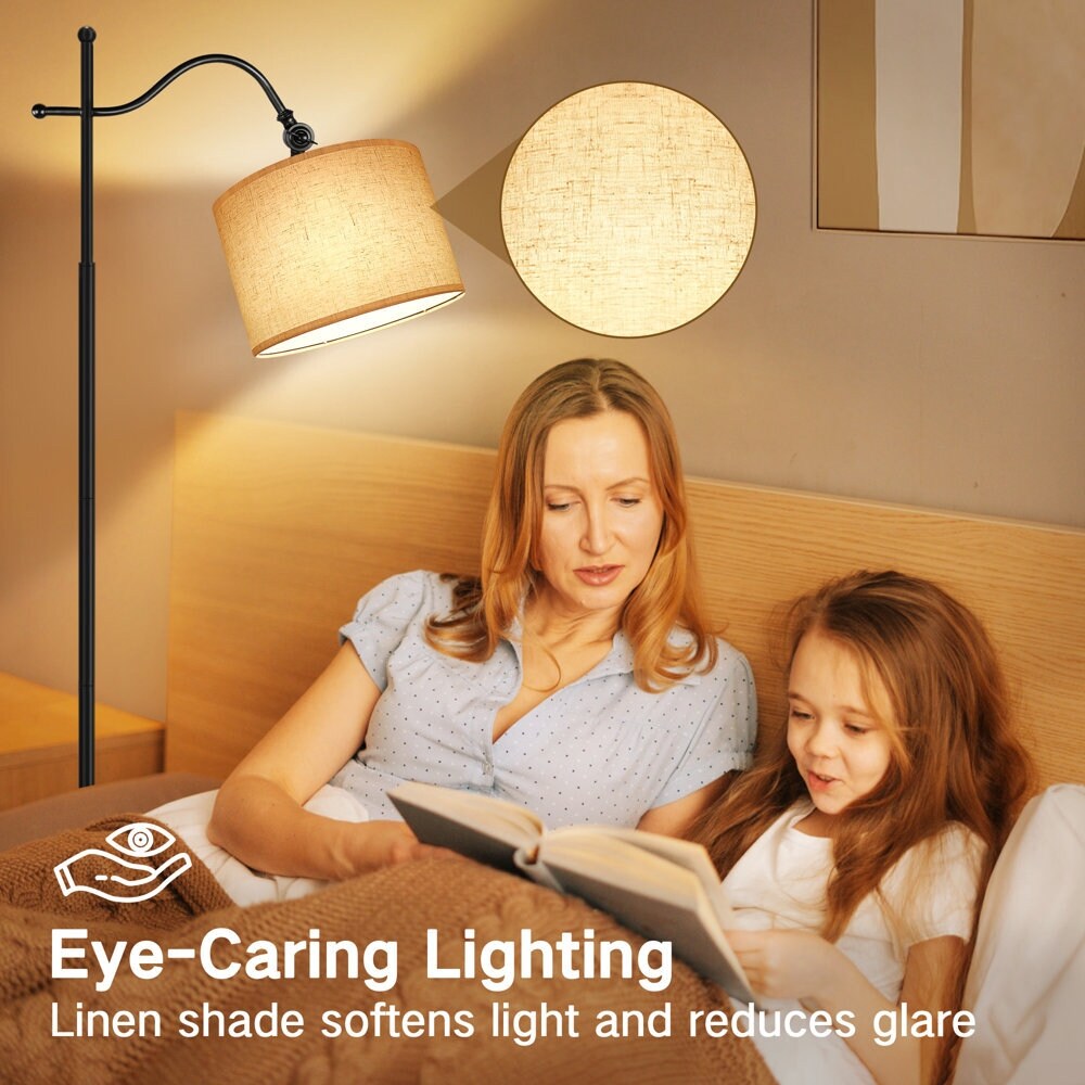 Arc Floor Lamp with Remote, 67 Retro Standing Lamp with 4 Color Temperatures, Metal Tall Lamps for Living Room Bedroom - N/A