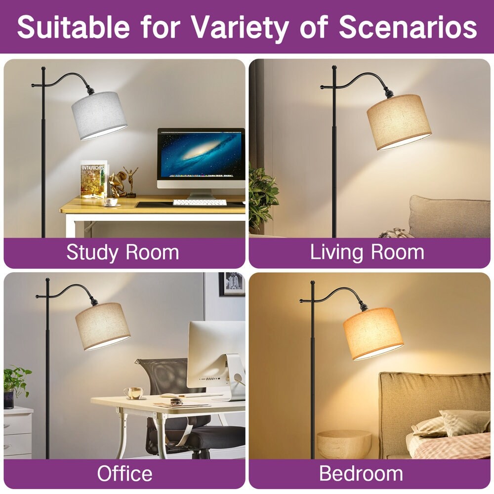 Arc Floor Lamp with Remote, 67 Retro Standing Lamp with 4 Color Temperatures, Metal Tall Lamps for Living Room Bedroom - N/A