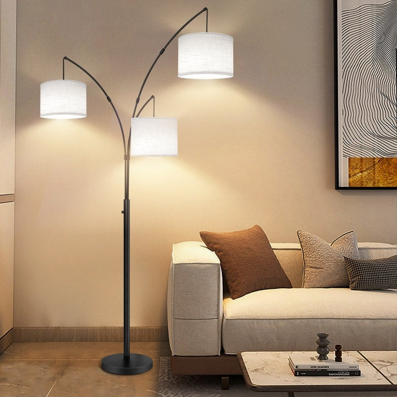 Arc LED Floor Lamp Dimmable Modern Black 3 Light Arched Tall Floor Lamp