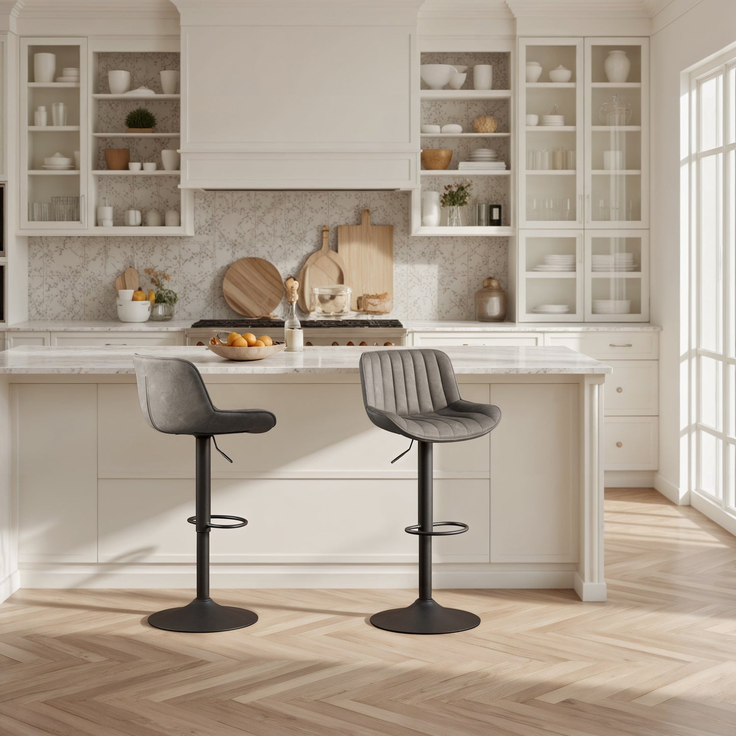 Art Leon Adjustable Height Swivel Barstool, Set of 2