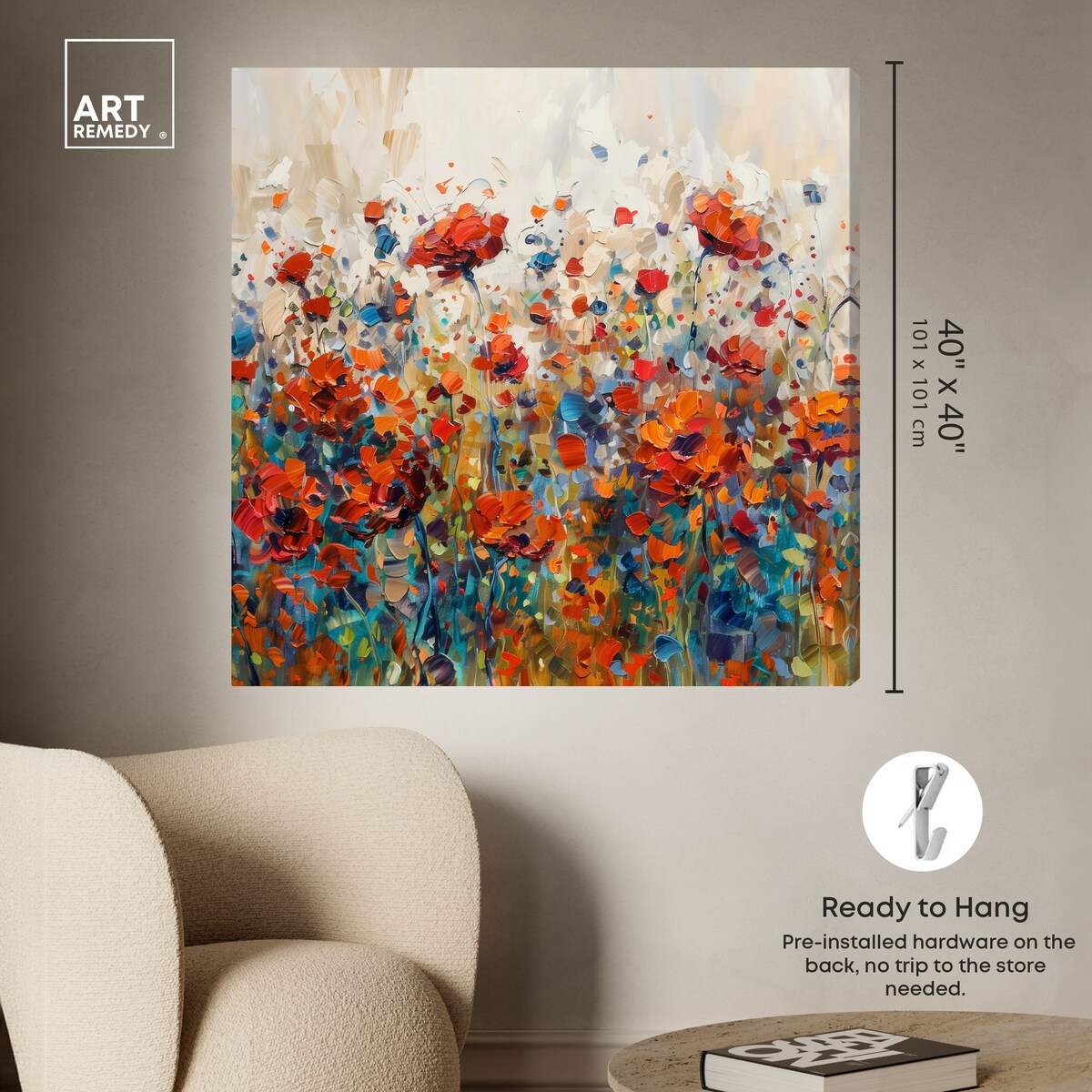 Art Remedy Beautiful Garden Bloom Gallery Wrapped Impressionism 1 Piece Canvas Wall Art