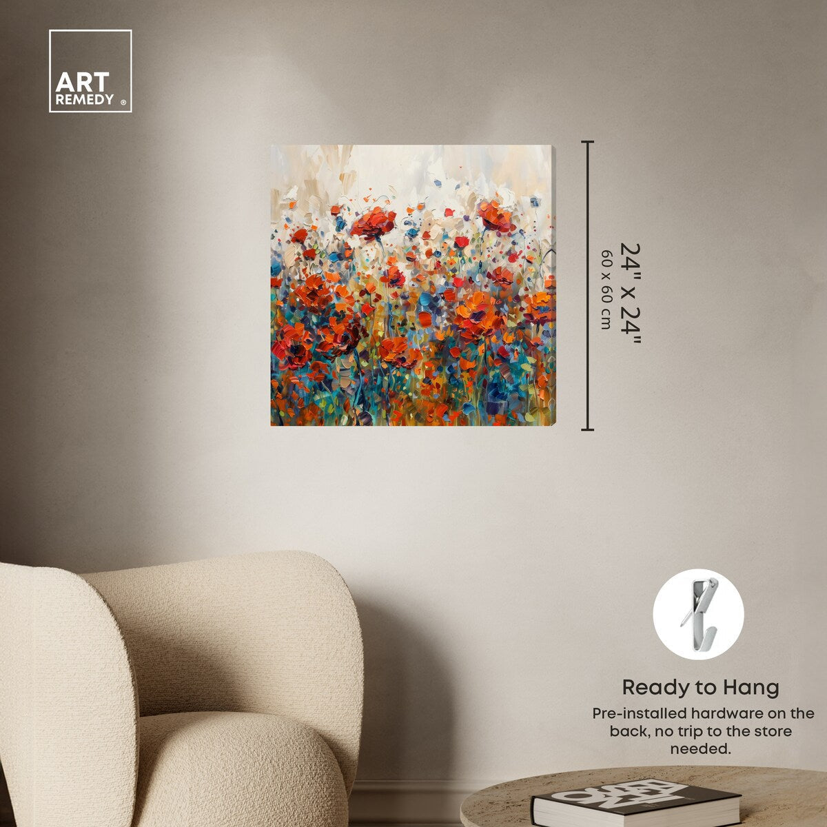 Art Remedy Beautiful Garden Bloom Gallery Wrapped Impressionism 1 Piece Canvas Wall Art