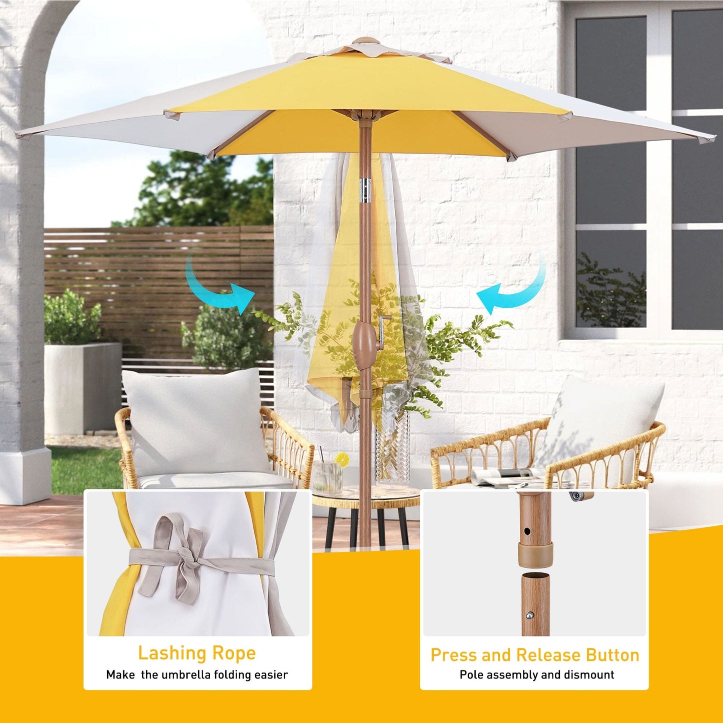 Autlaycil 7.5FT Patio Umbrella with Tilt and Crank