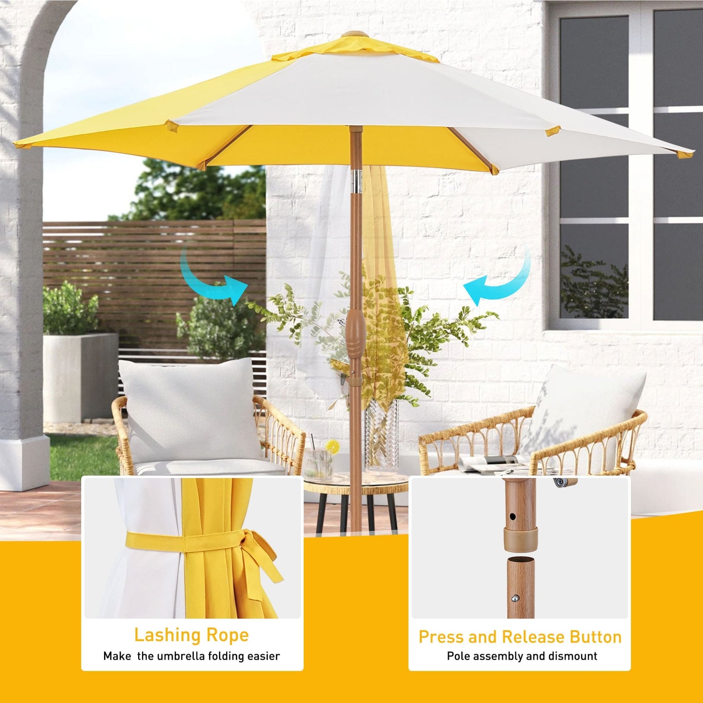 Autlaycil 7.5FT Patio Umbrella with Tilt and Crank