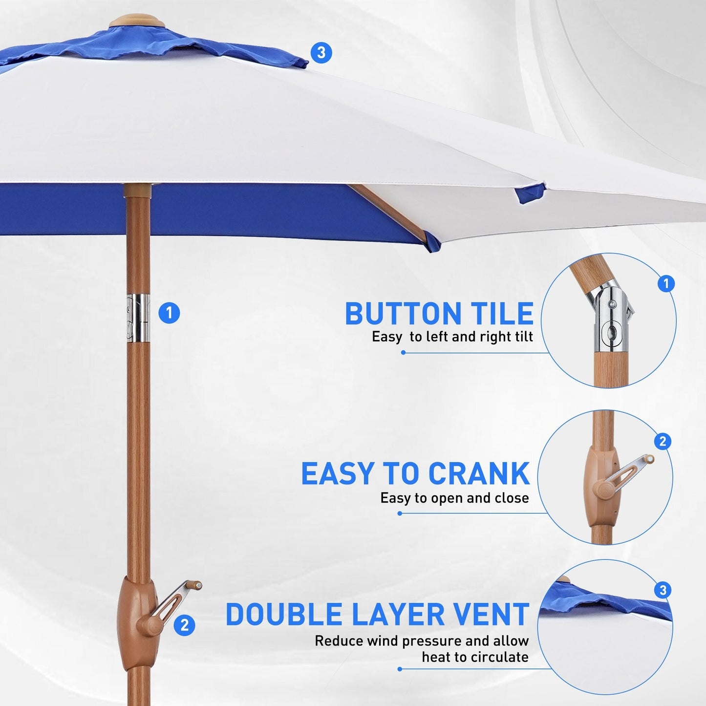 Autlaycil 7.5FT Patio Umbrella with Tilt and Crank