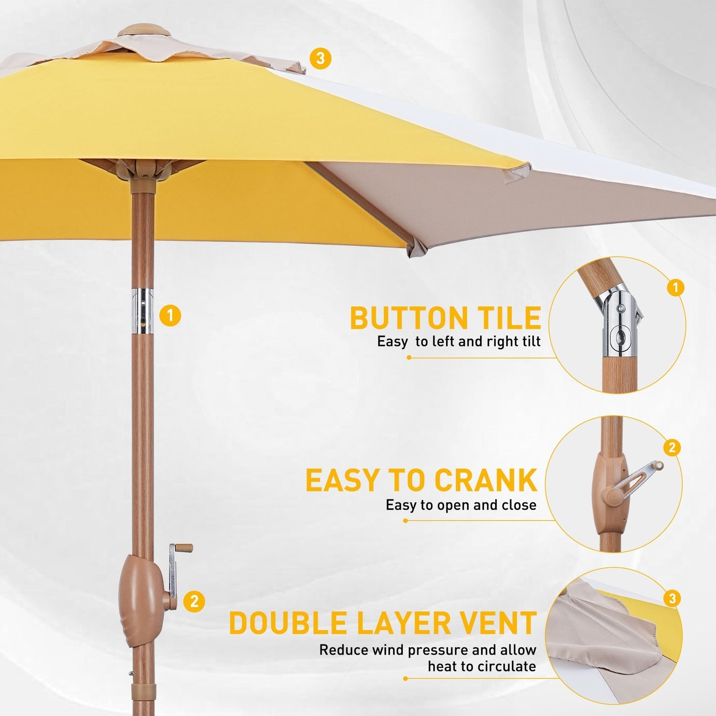 Autlaycil 7.5FT Patio Umbrella with Tilt and Crank