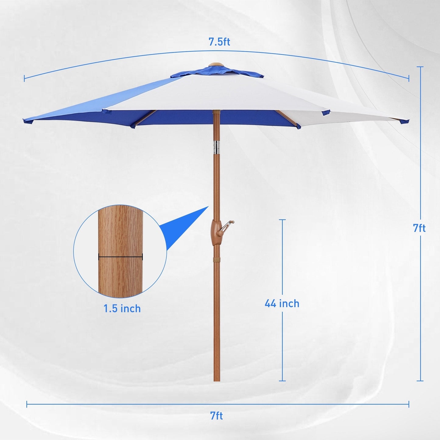 Autlaycil 7.5FT Patio Umbrella with Tilt and Crank