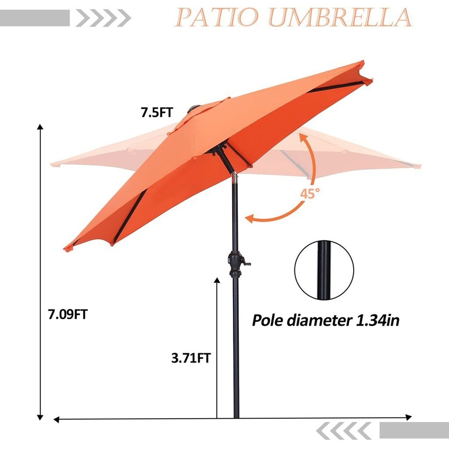 Autlaycil 7.5FT Patio Umbrella with Tilt and Crank