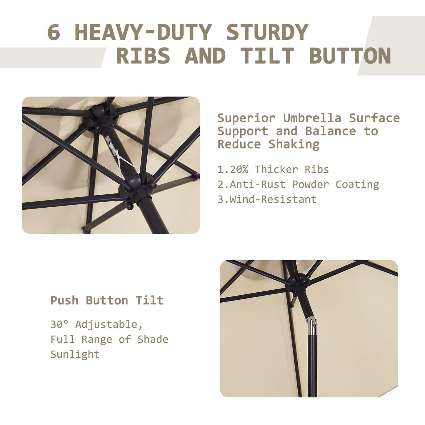 Autlaycil 7.5FT Patio Umbrella with Tilt and Crank