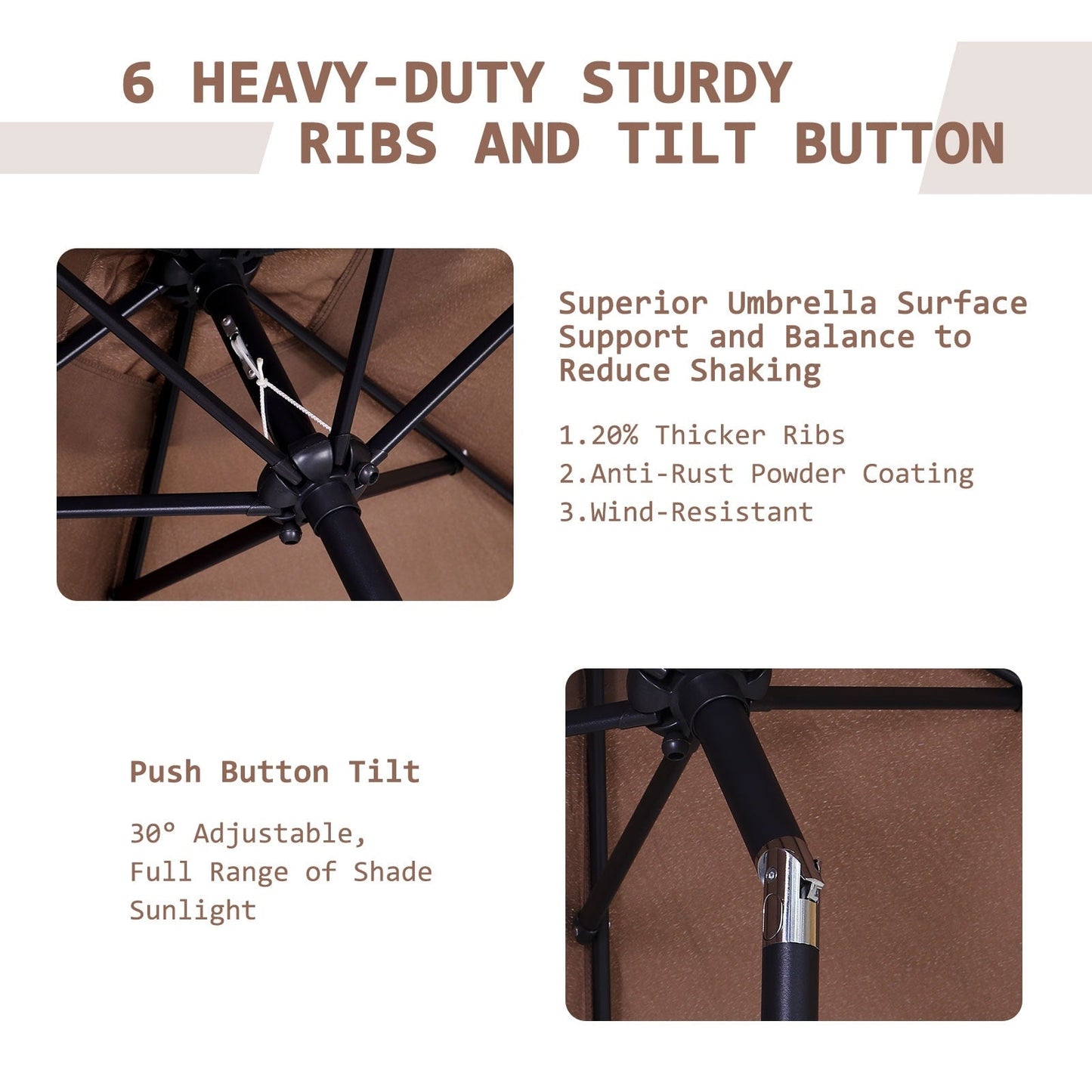 Autlaycil 7.5FT Patio Umbrella with Tilt and Crank