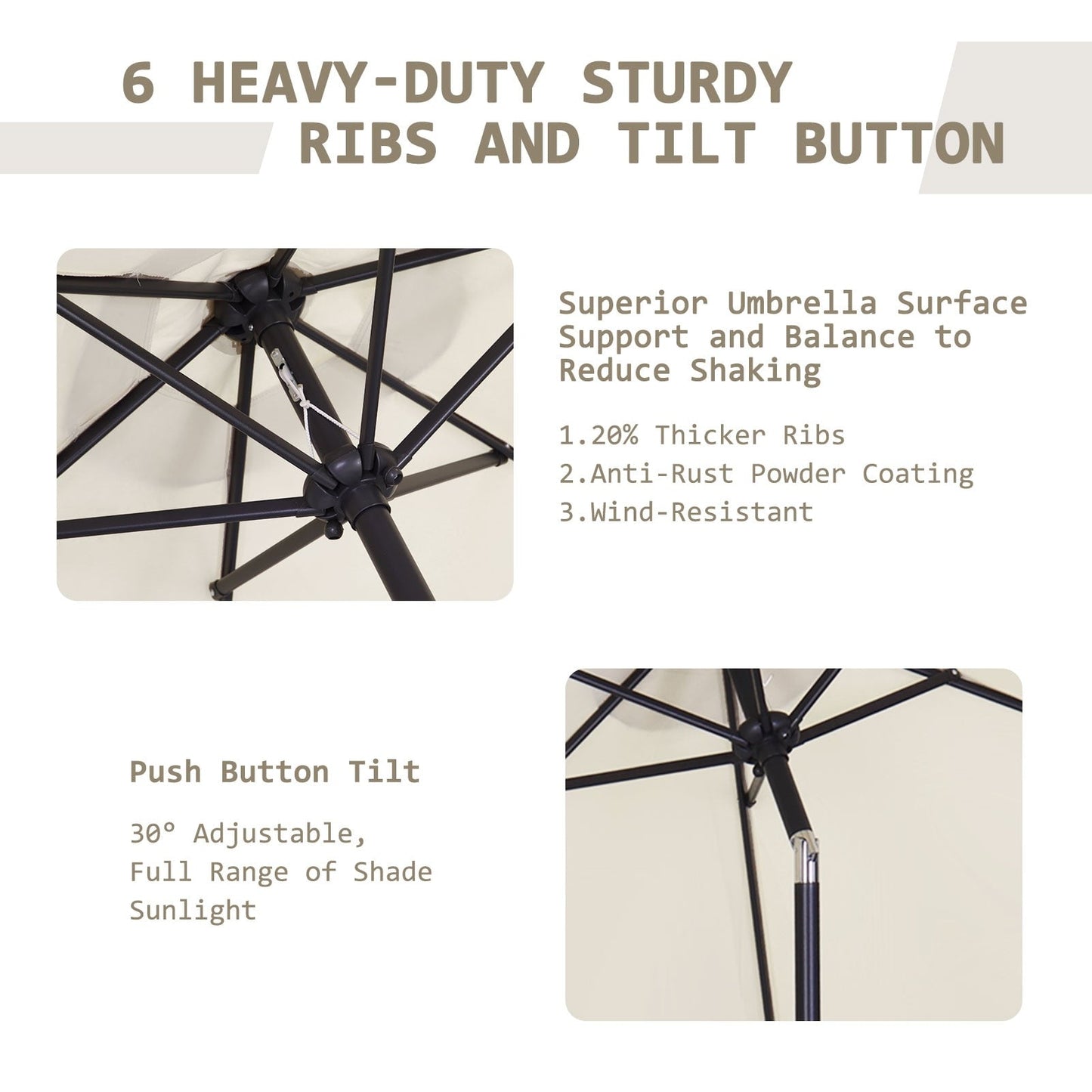 Autlaycil 7.5FT Patio Umbrella with Tilt and Crank