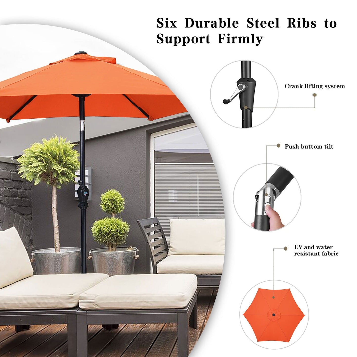 Autlaycil 7.5FT Patio Umbrella with Tilt and Crank