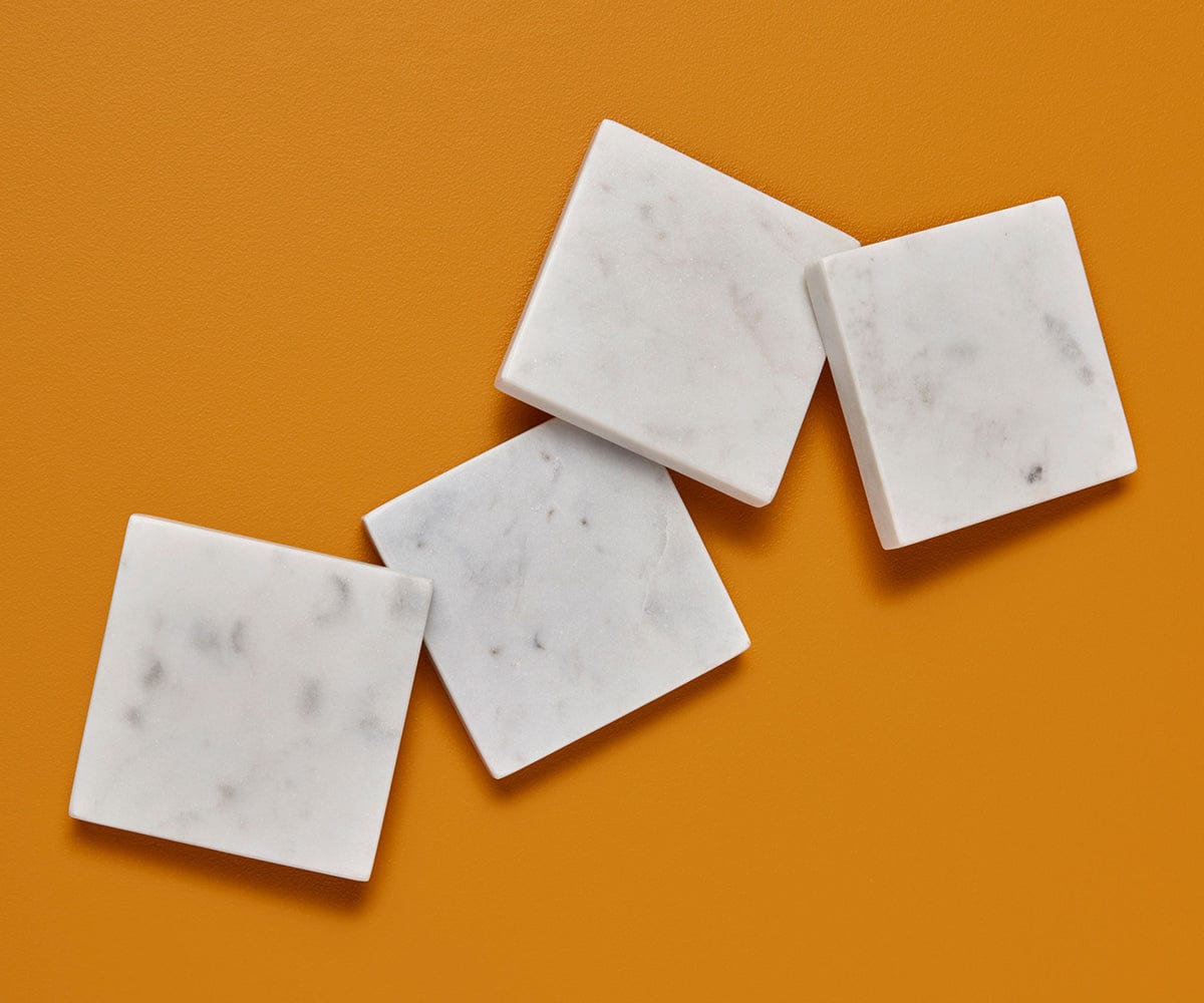 Sous-verres carrés en marbre Adia - 4 pièces