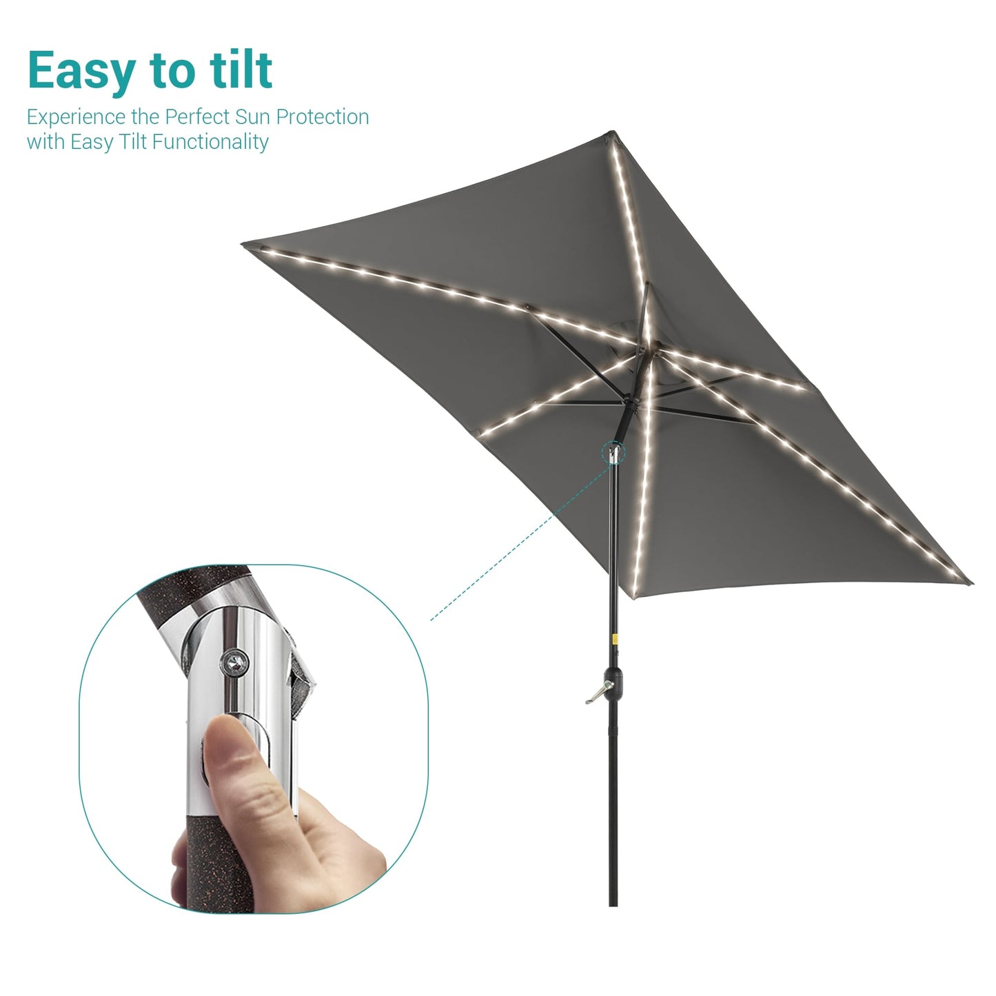 BONOSUKI 6x9FT LED Patio Market Umbrellas Table Umbrella w/Tilt Button