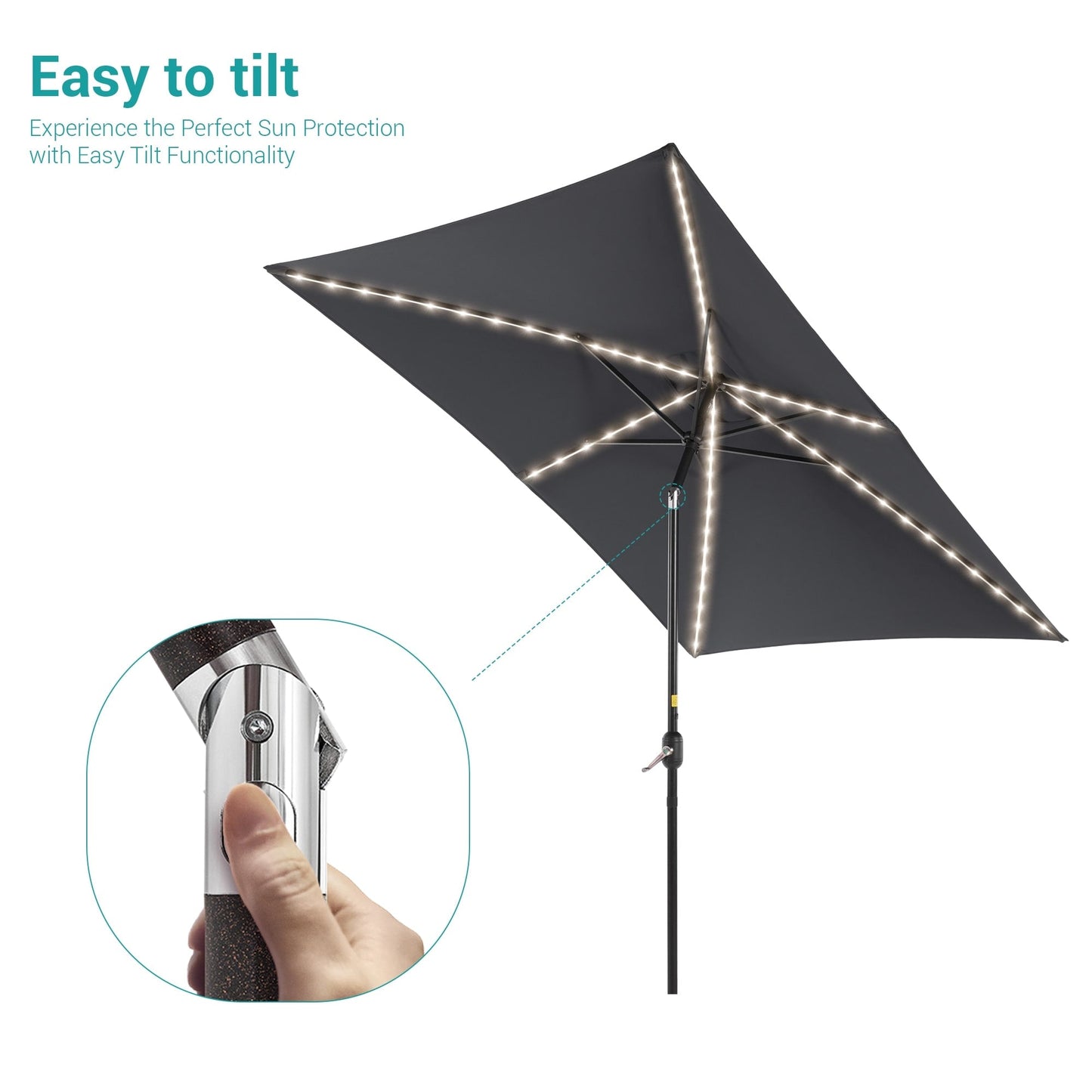 BONOSUKI 6x9FT LED Patio Market Umbrellas Table Umbrella w/Tilt Button
