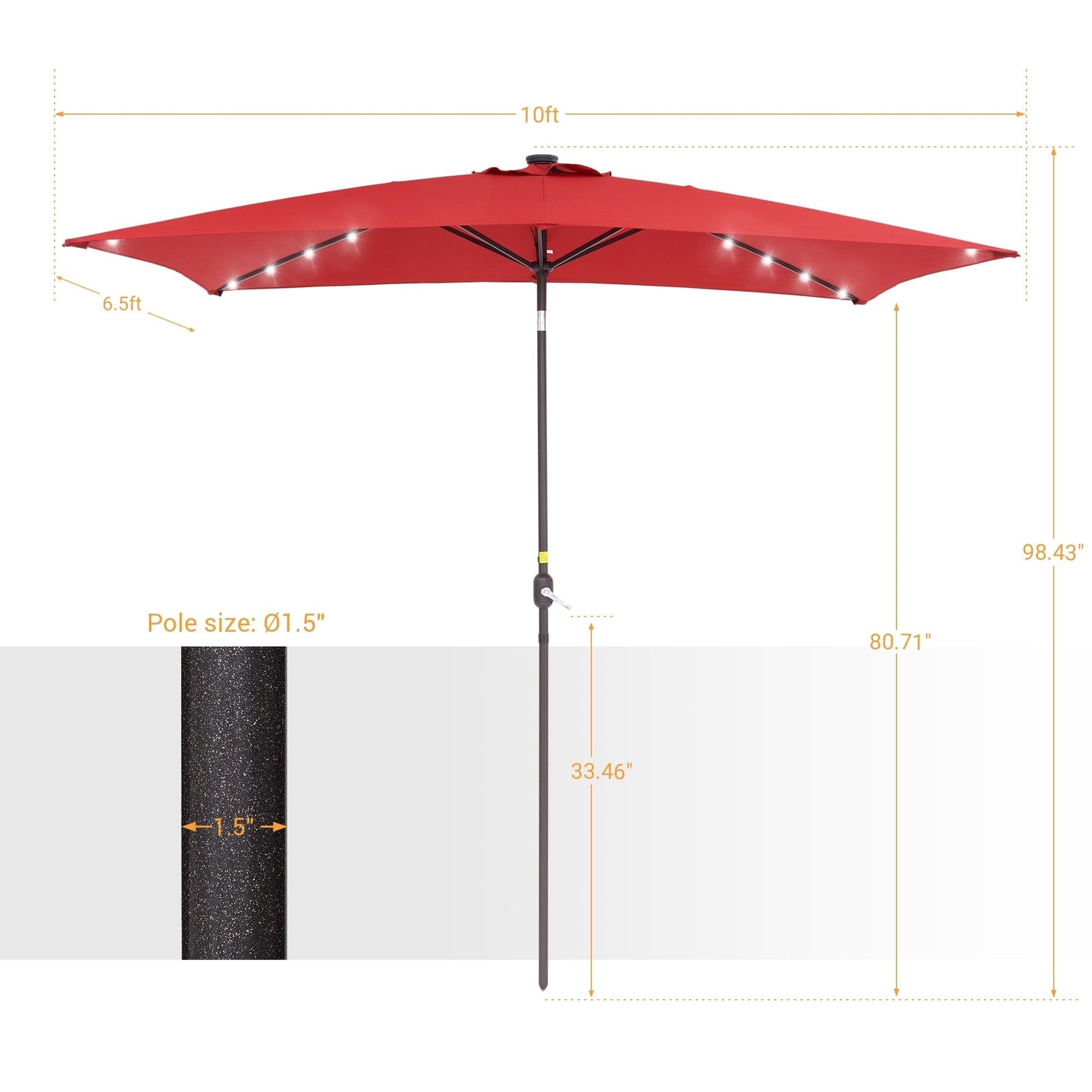 BONOSUKI LED 10 x 6.5ft Outdoor Umbrellas Patio Market Table Umbrellas