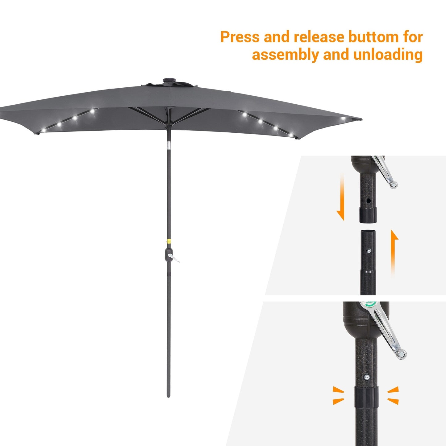 BONOSUKI LED 10 x 6.5ft Outdoor Umbrellas Patio Market Table Umbrellas