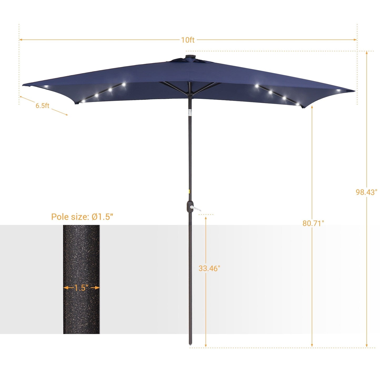 BONOSUKI LED 10 x 6.5ft Outdoor Umbrellas Patio Market Table Umbrellas