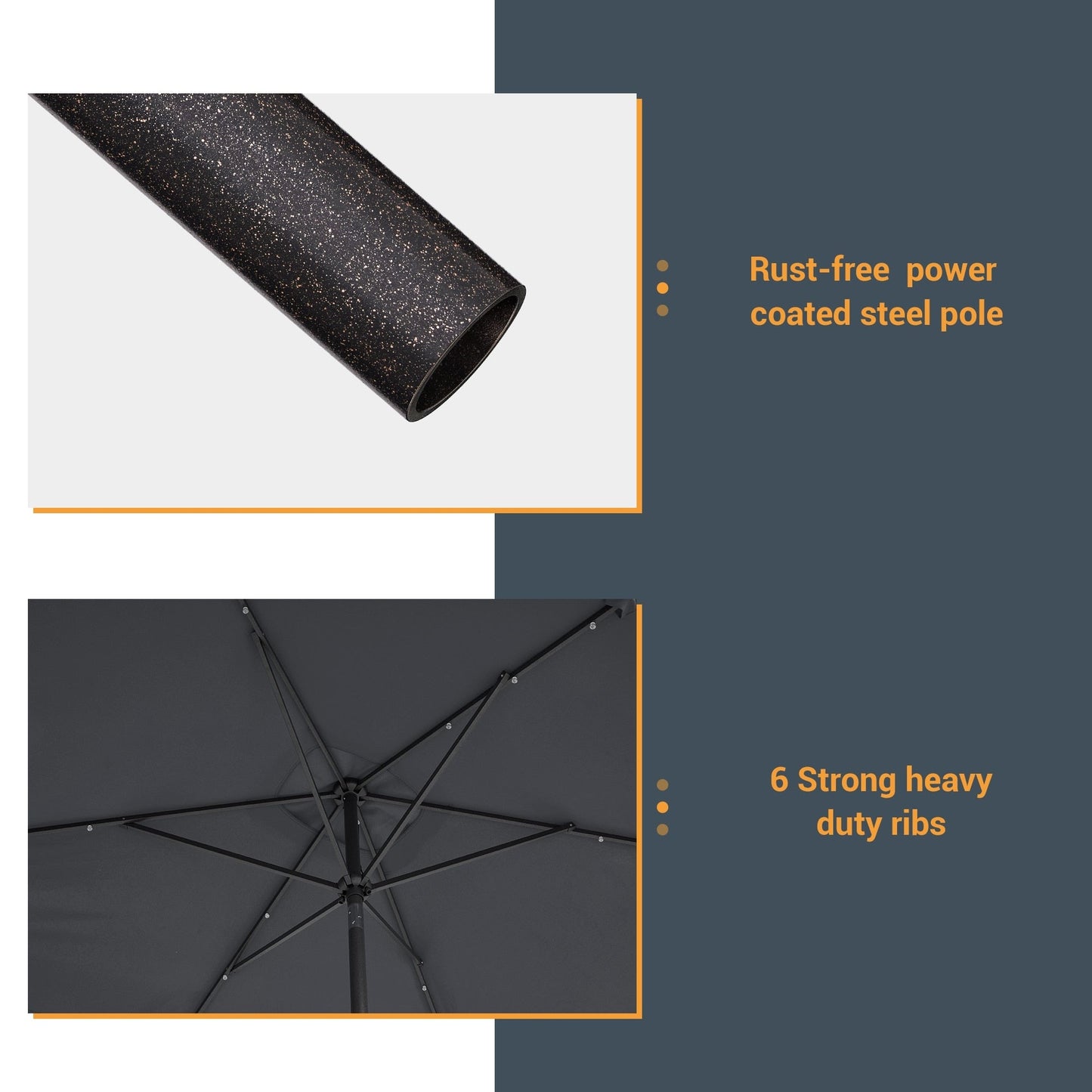 BONOSUKI Outdoor 10 x 6.5ft LED Rectangula Umbrella Patio Market Table Umbrella Aluminium/Steel with Tilt