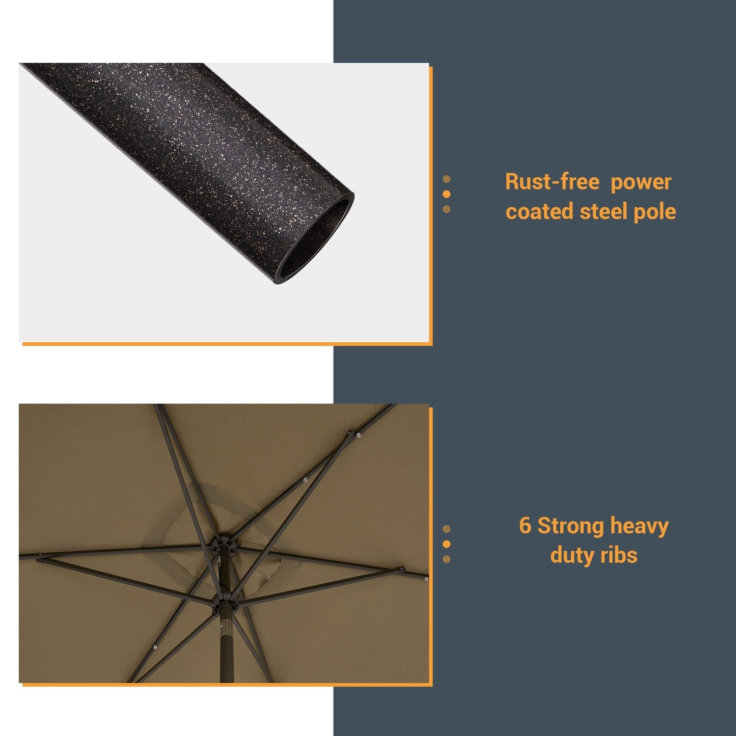 BONOSUKI Outdoor 10 x 6.5ft LED Rectangula Umbrella Patio Market Table Umbrella Aluminium/Steel with Tilt