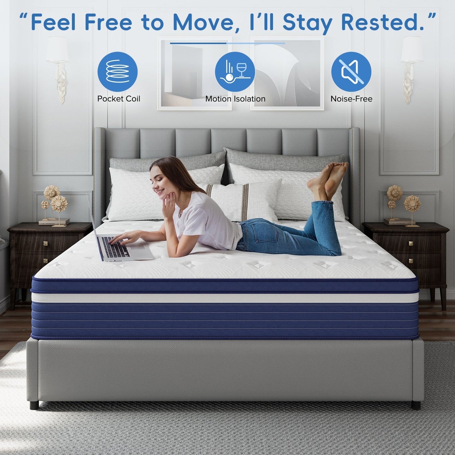 SweDrea 10in. Innerspring Hybrid Cooling and Breathable Medium Firm Mattress with CertiPUR-US, SGS and OEKO-TEX Certified
