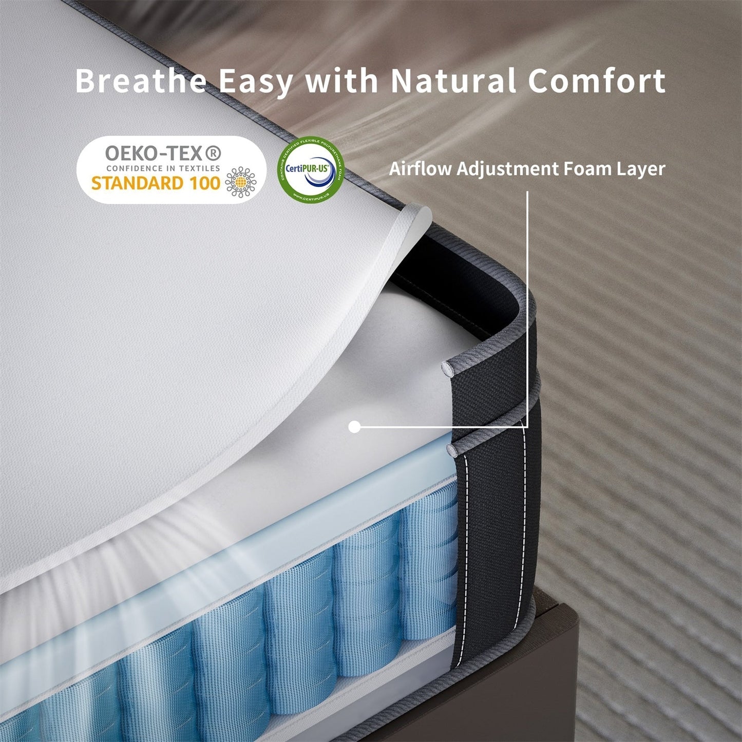SweDrea 12in. Cooling Innerspring Hybrid Medium Firm mattress Motion Isolation with CertiPUR-US, SGS and OEKO-TEX Certified