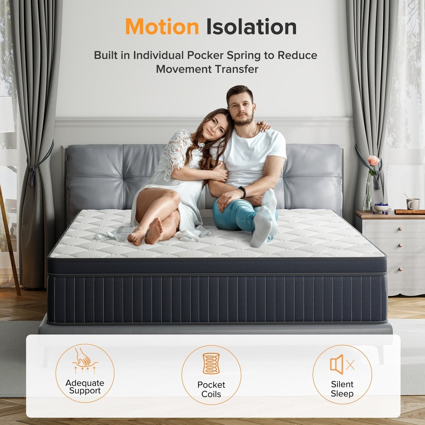 SweDrea 12in. Medium Pillow Top Gel Memory Foam Innerspring Hybrid Mattress with CertiPUR-US, SGS and OEKO-TEX Certified