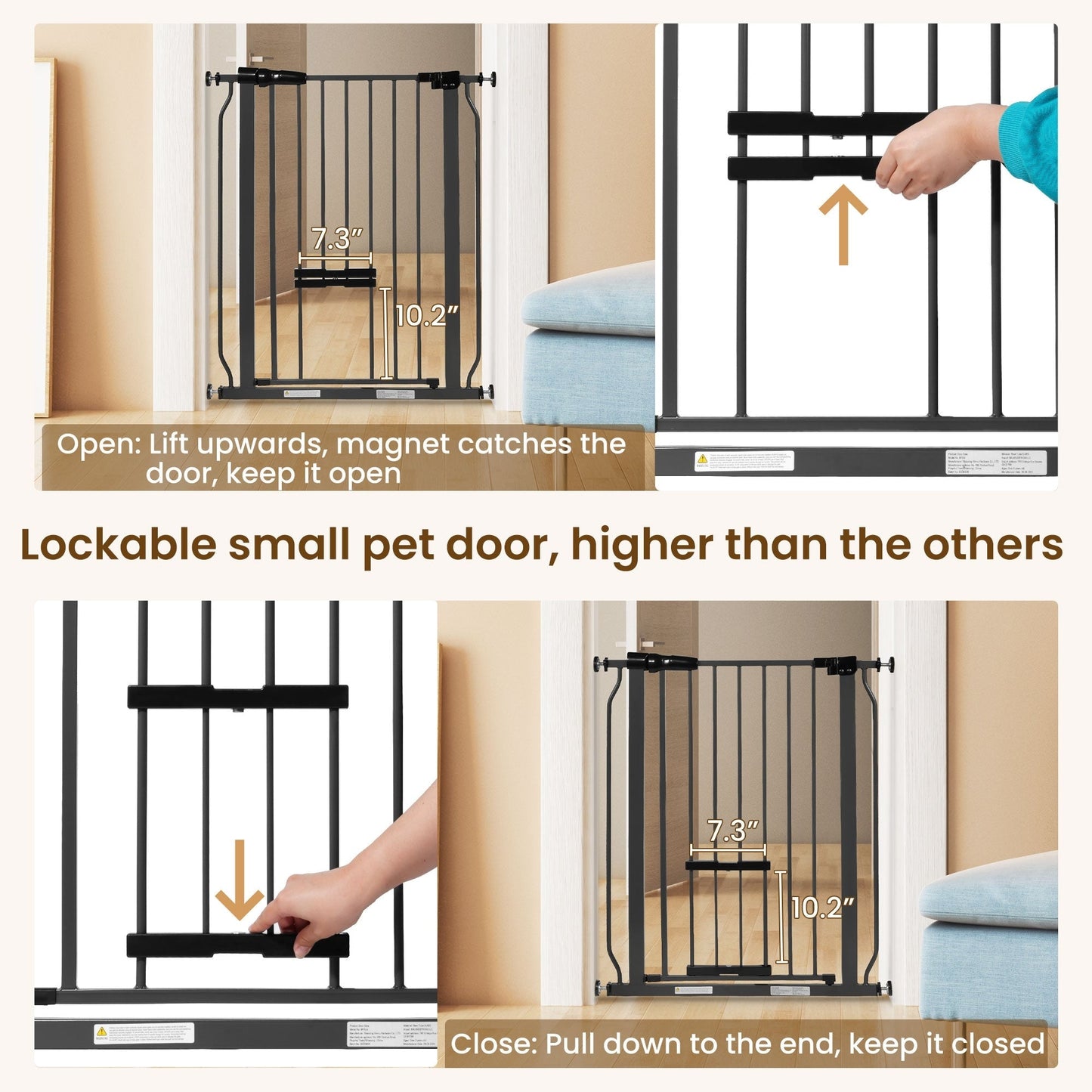 BalanceFrom Safety Gate with Pet Door 36-Inch Tall, Fits 29.1 - 33.8 Inch for Doorways and Stairways - 36-Inch Tall