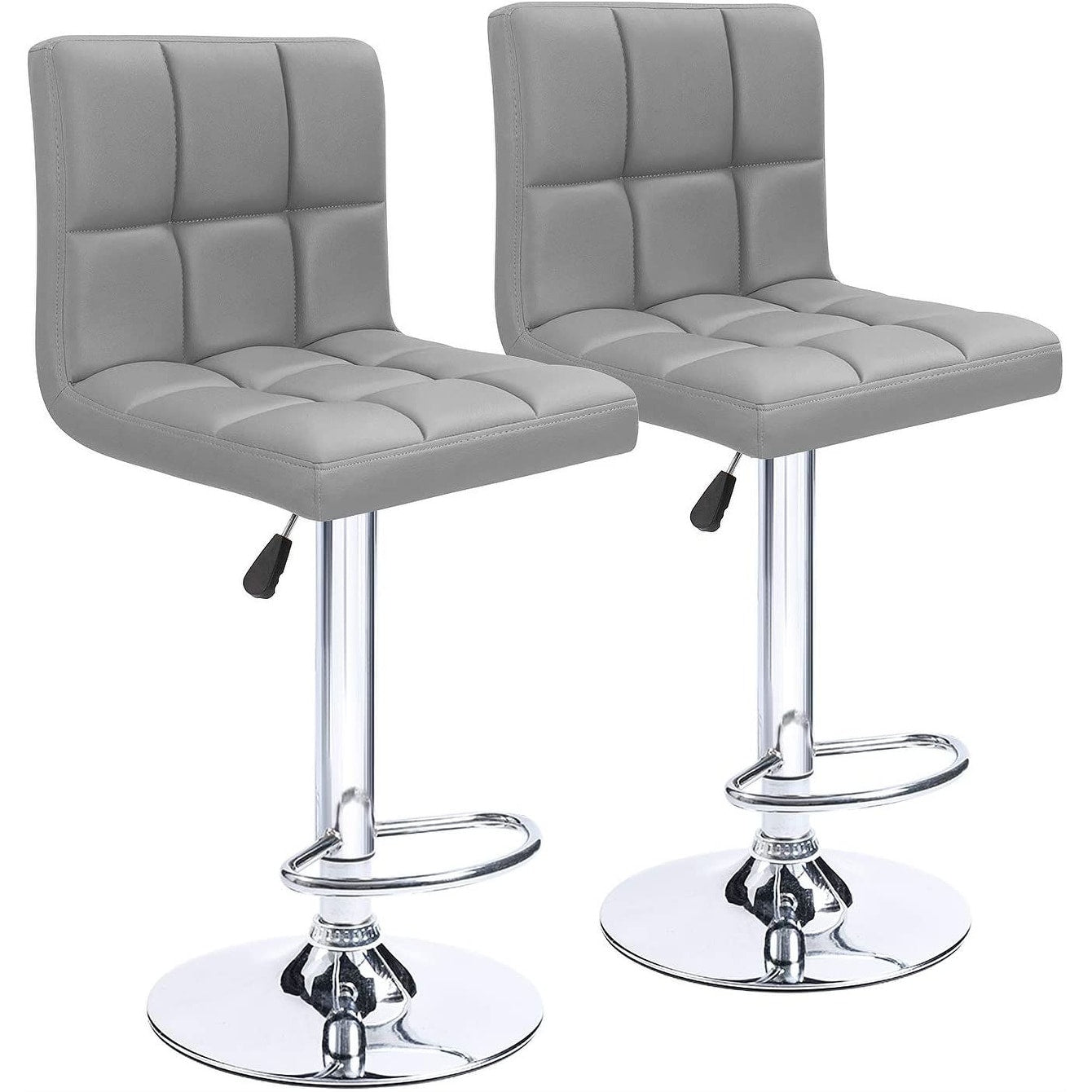 Bar Stools Adjustable Armless Swivel PU Leather Barstools Set of 2