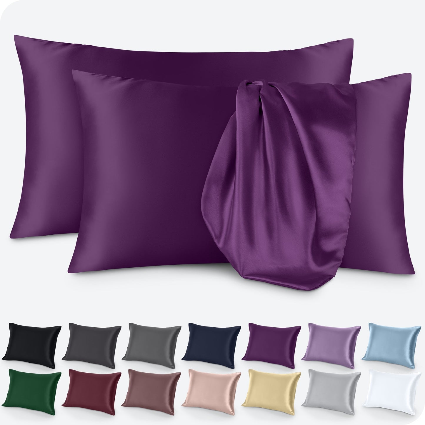 Bare Home Poly Satin Pillowcase Set for Hair and Skin (Set of 2)