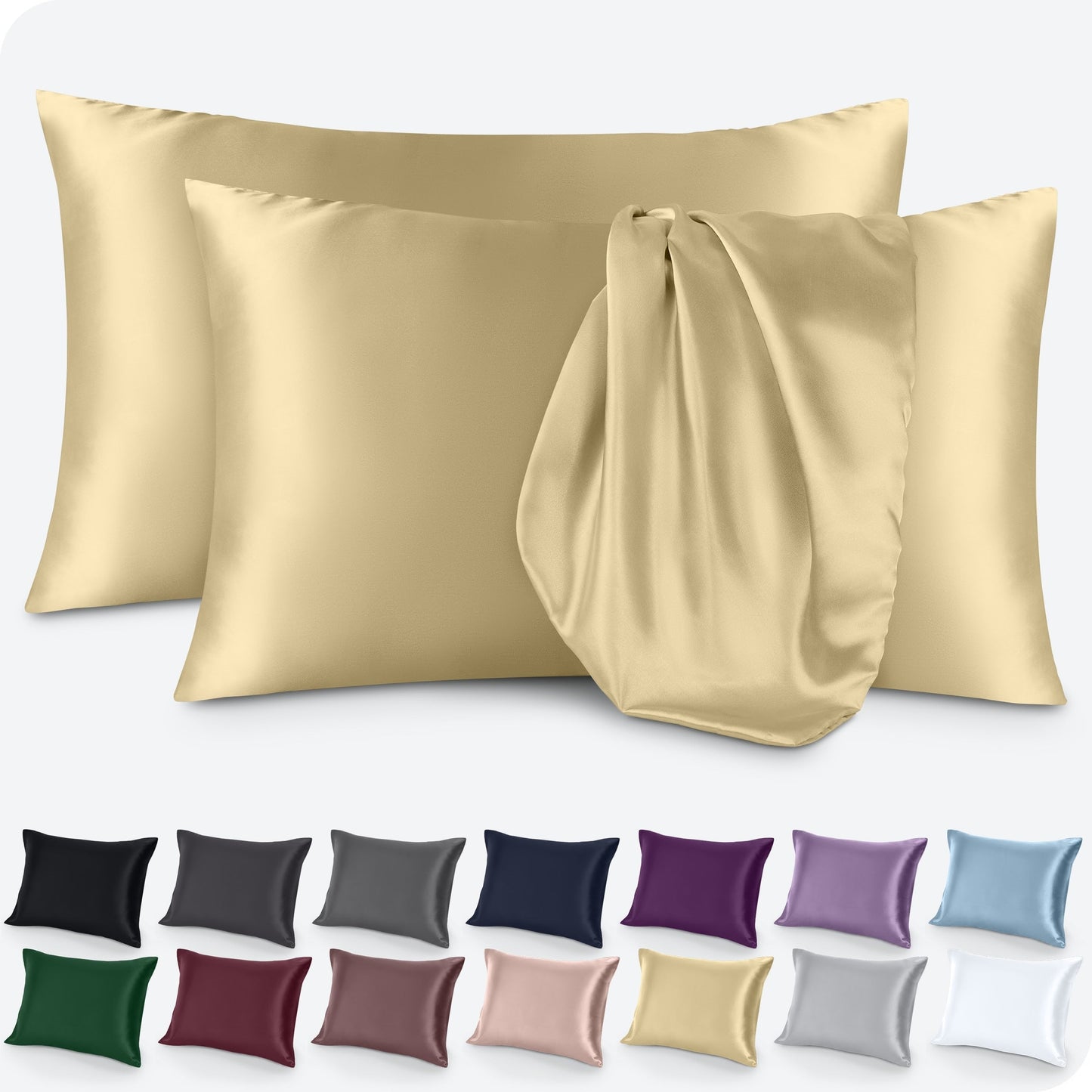 Bare Home Poly Satin Pillowcase Set for Hair and Skin (Set of 2)