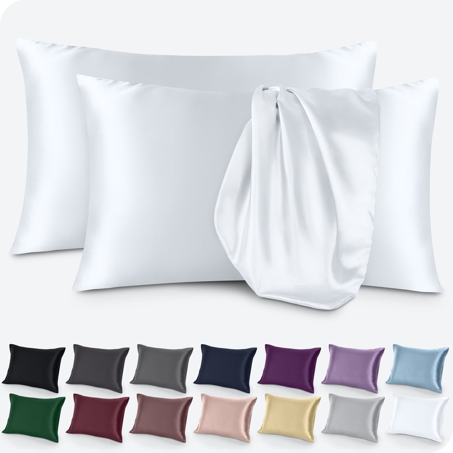 Bare Home Poly Satin Pillowcase Set for Hair and Skin (Set of 2)