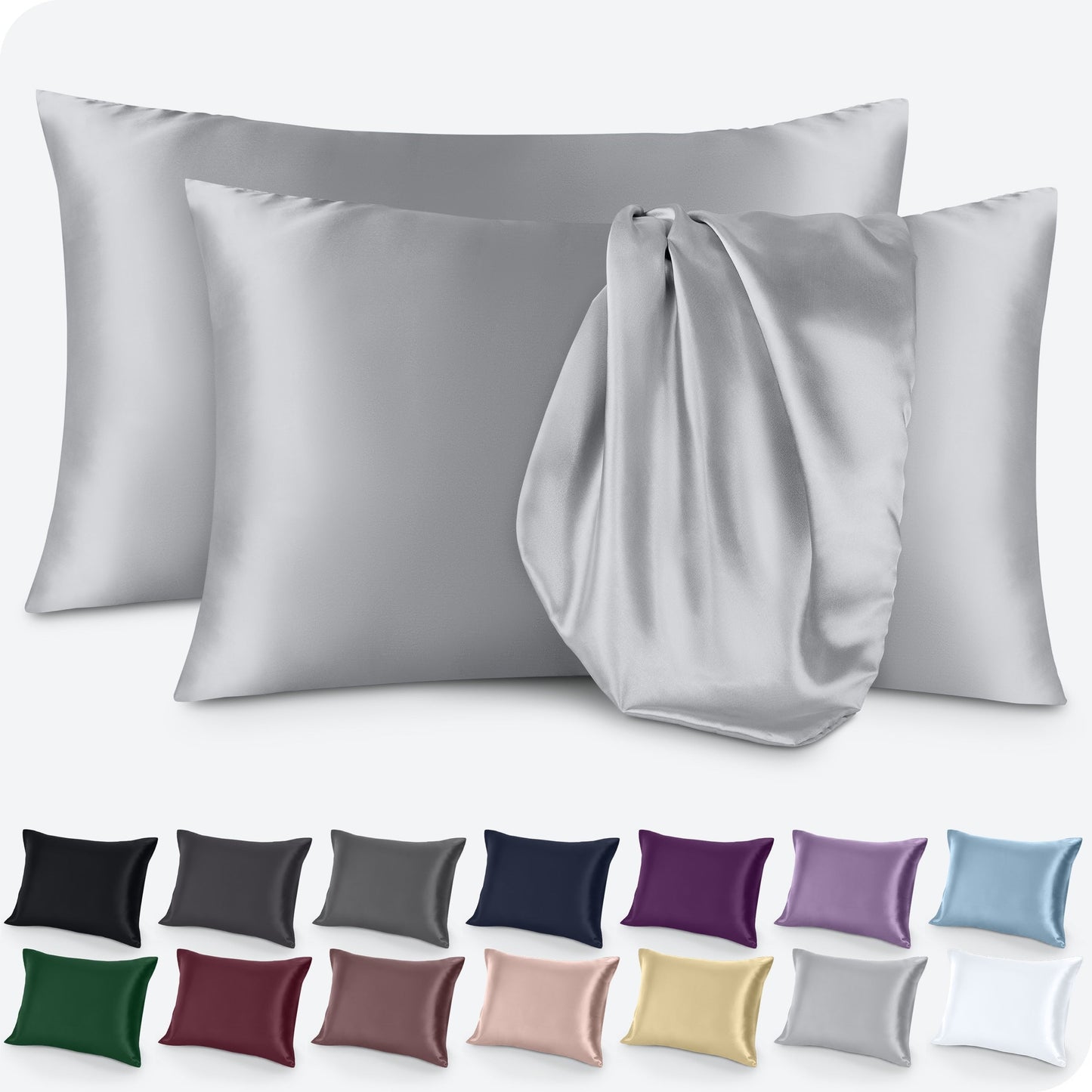 Bare Home Poly Satin Pillowcase Set for Hair and Skin (Set of 2)