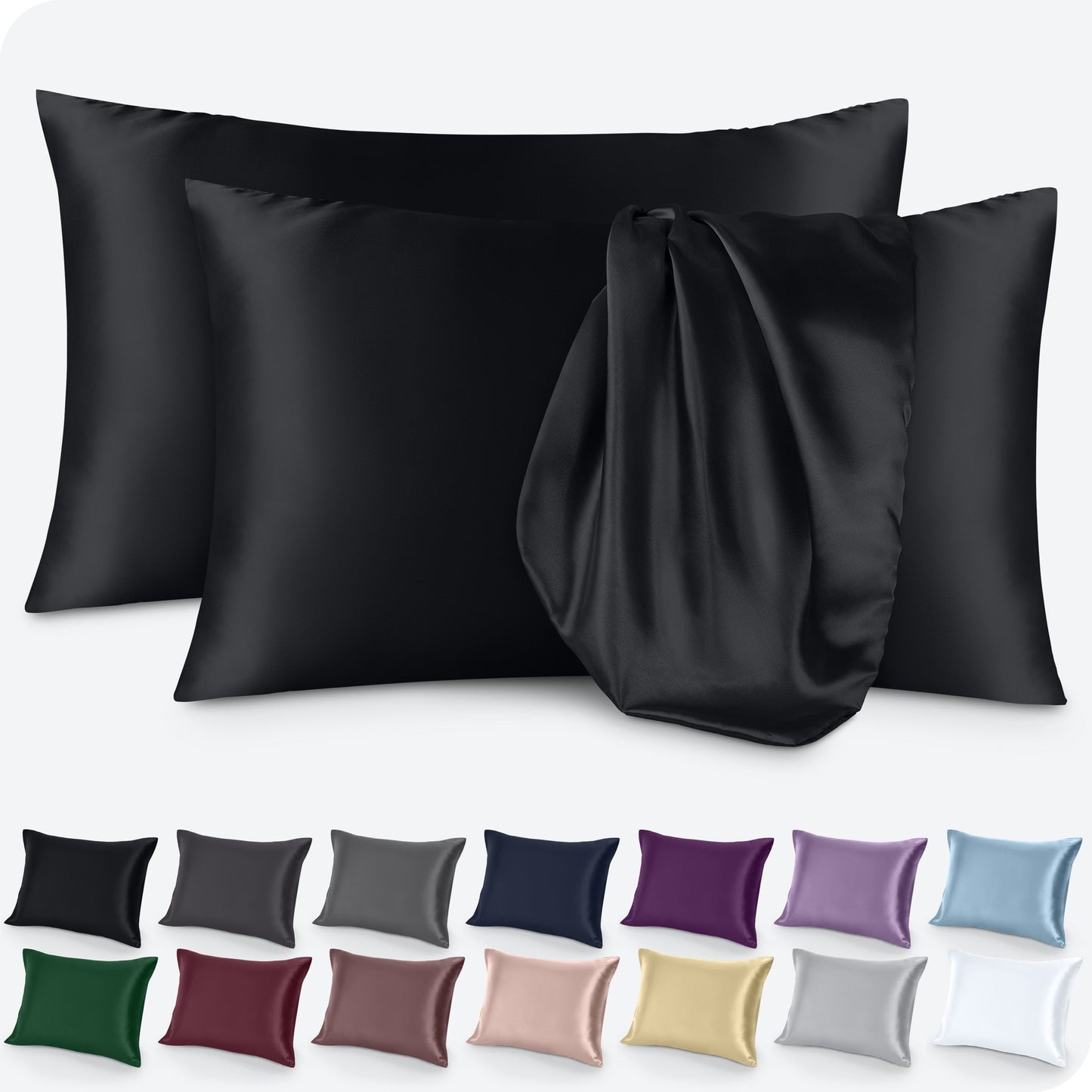 Bare Home Poly Satin Pillowcase Set for Hair and Skin (Set of 2)