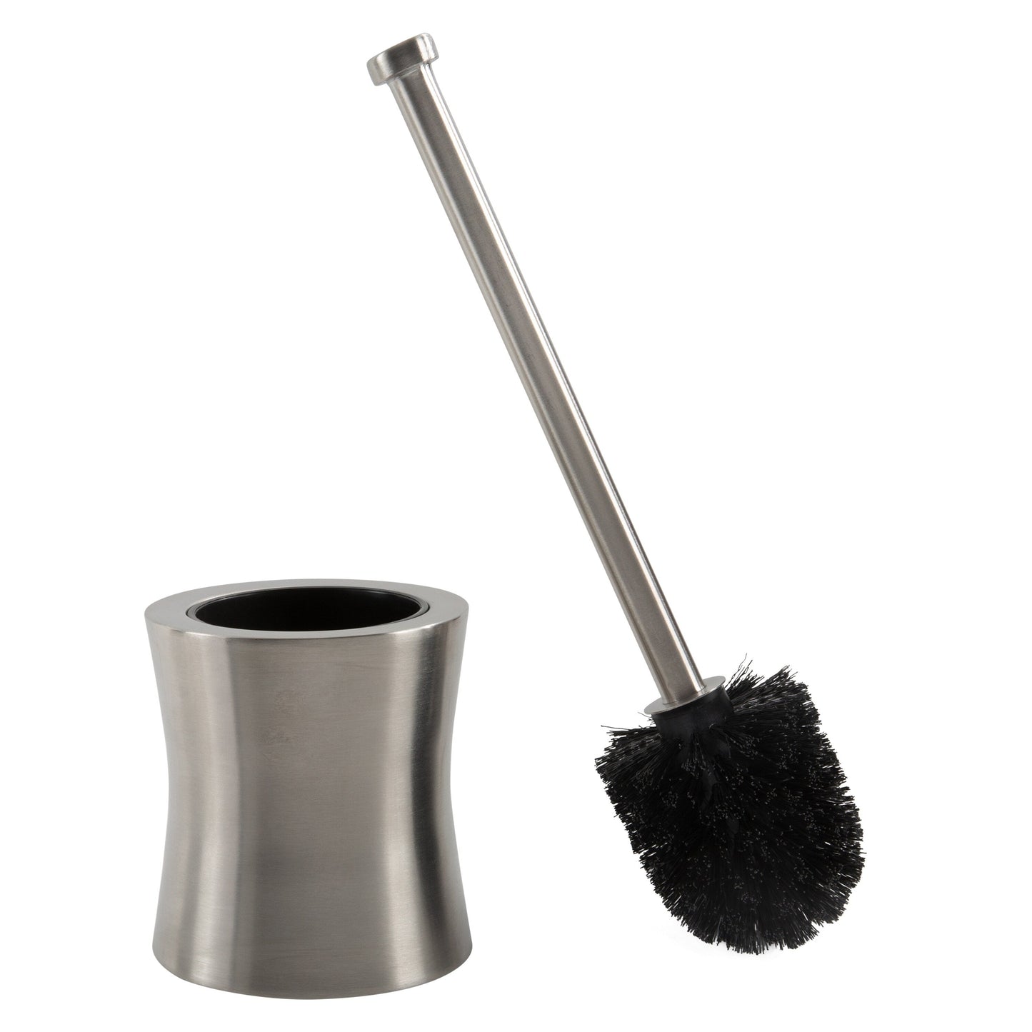 Bath Bliss 2 Pack Hour Glass Shaped Stainless Steel Toilet Brush and Holder - Dimensions: 4.5 Rd x 15.4