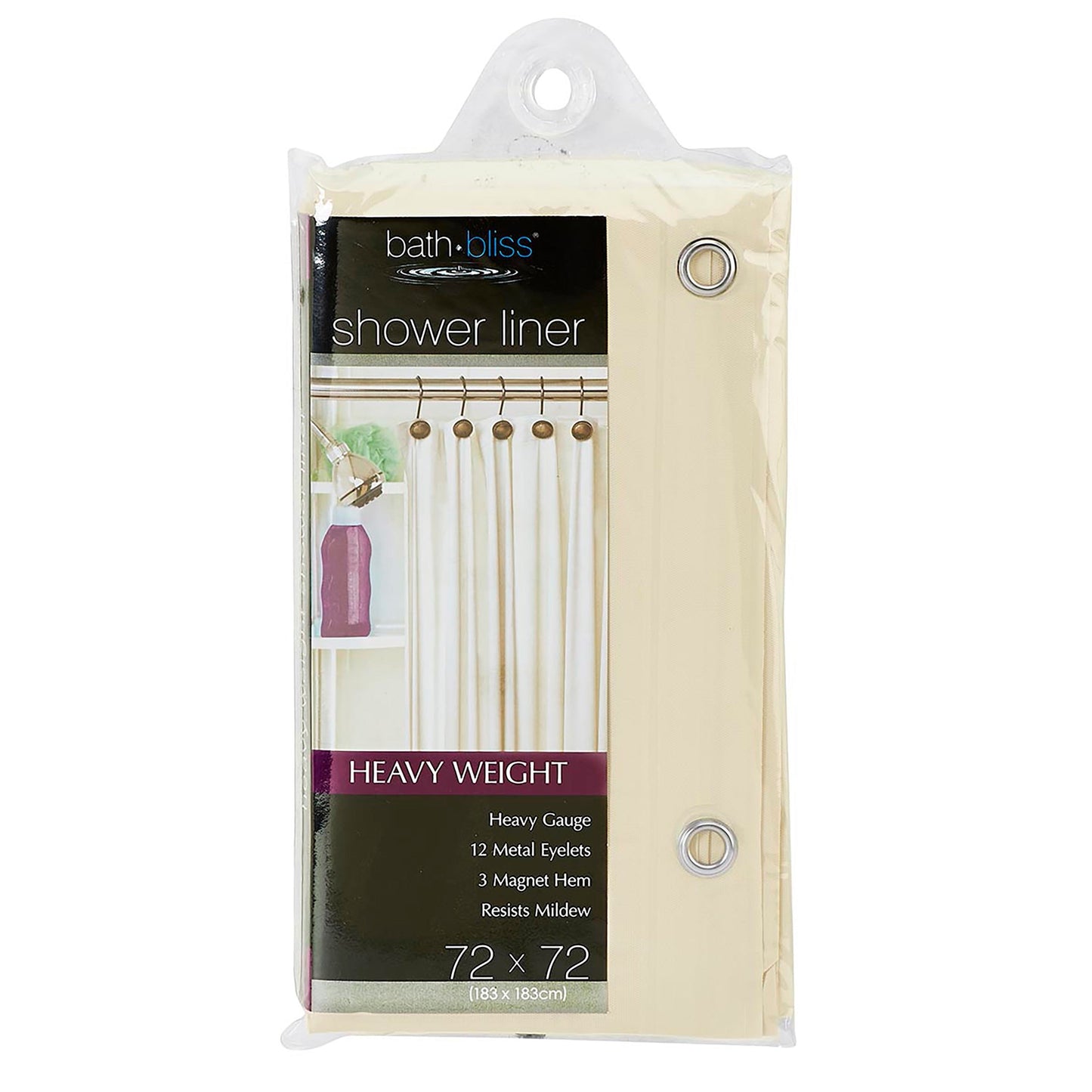 Bath Bliss Heavy Grommet Beige Shower Liner