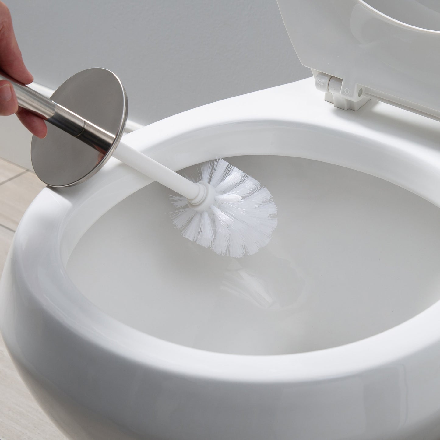 Bath Bliss Stainless Steel Toilet Brush and Holder in Two Tone - 3.94 x 3.94 x 14.17